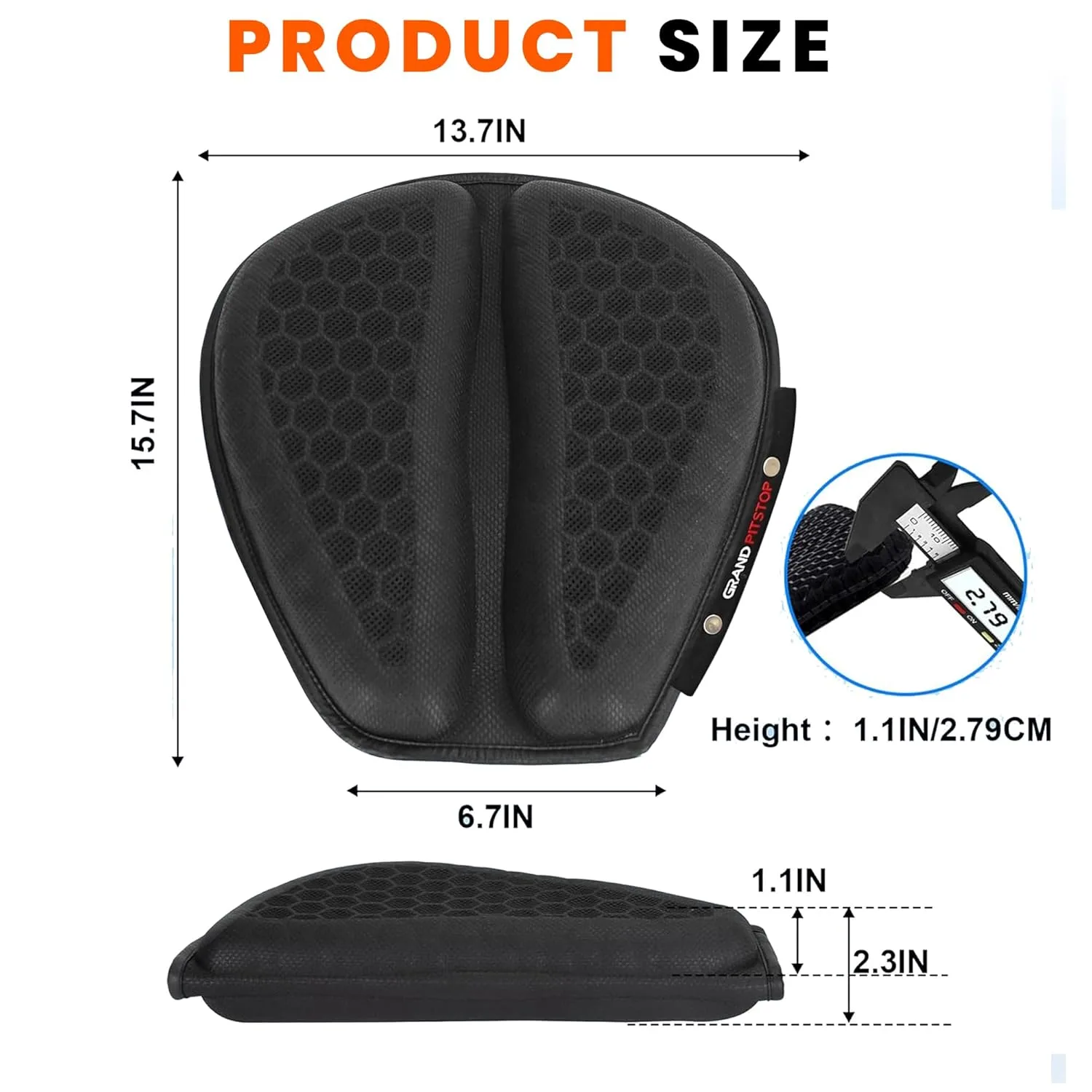 In-Depth Review: best bike seat cushion - GRAND PITSTOP Gel Air Seat Cushion | 3D Honeycomb Gel Structure | Universal Fit | Detachable Cover | Ideal f 9 GRAND PITSTOP Gel Air Sea - view 8