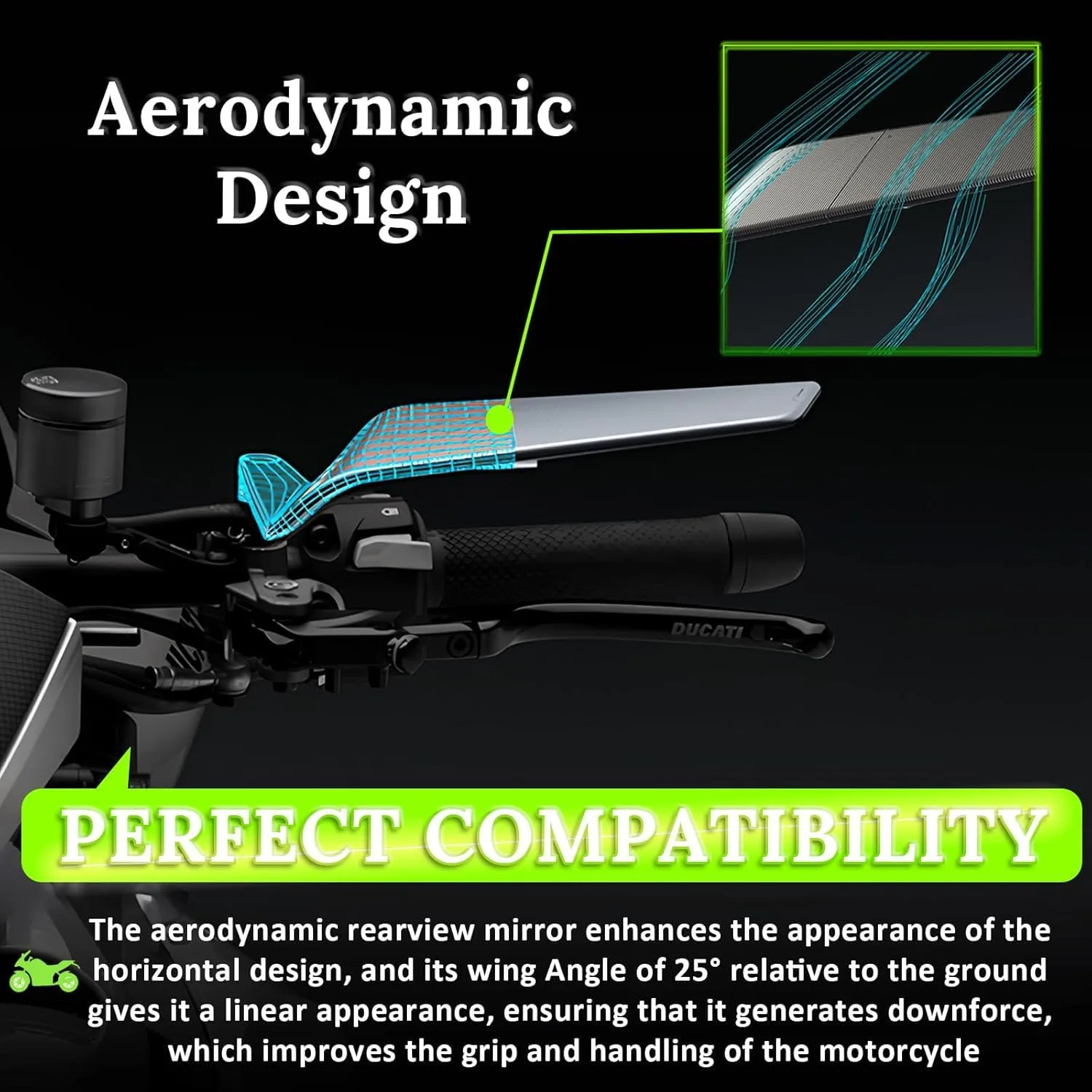 In-Depth Review: best bike side mirror - Eliane Universal Motorcycle Bike Mirrors Set Adjustable Rotating Rear View Mirror Stealth Wind Wing Side For 5 Eliane Universal Motorcycl - view 4