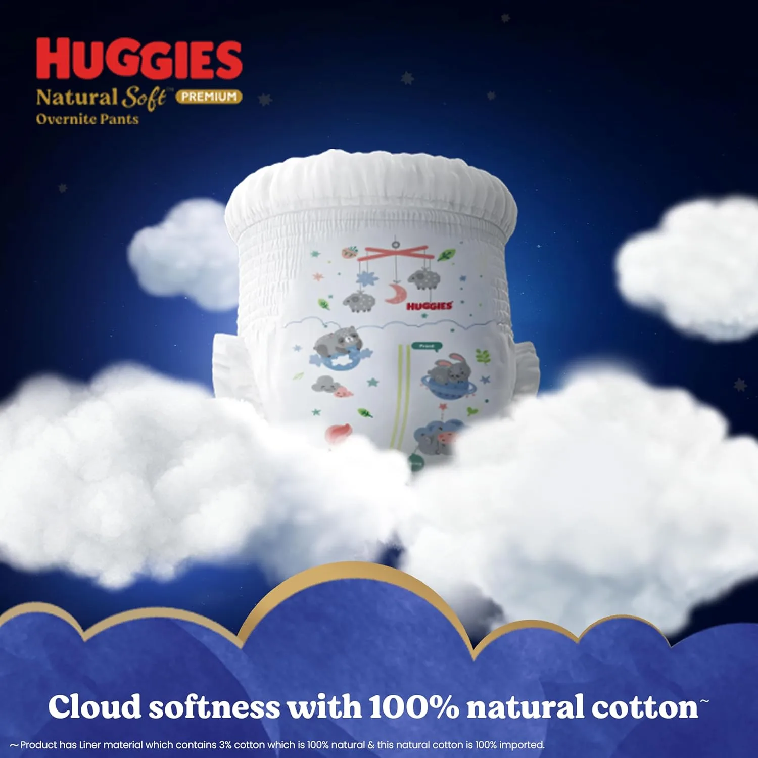 best baby diapers india - Huggies Natural Soft Overnite Diap 3 Huggies Natural Soft Overni - view 3