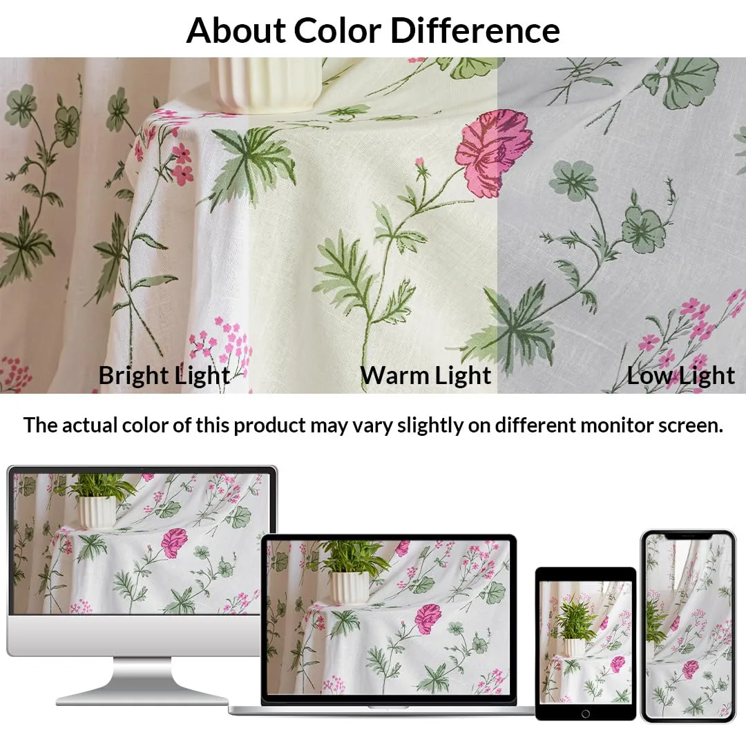 In-Depth Review: best curtain for home - HOMEMONDE Cotton Sheer Curtains for Door Sun Light Filtering Linen Textured Curtain Set of 2, Pink Floral Pri 6 best curtain for home view 4