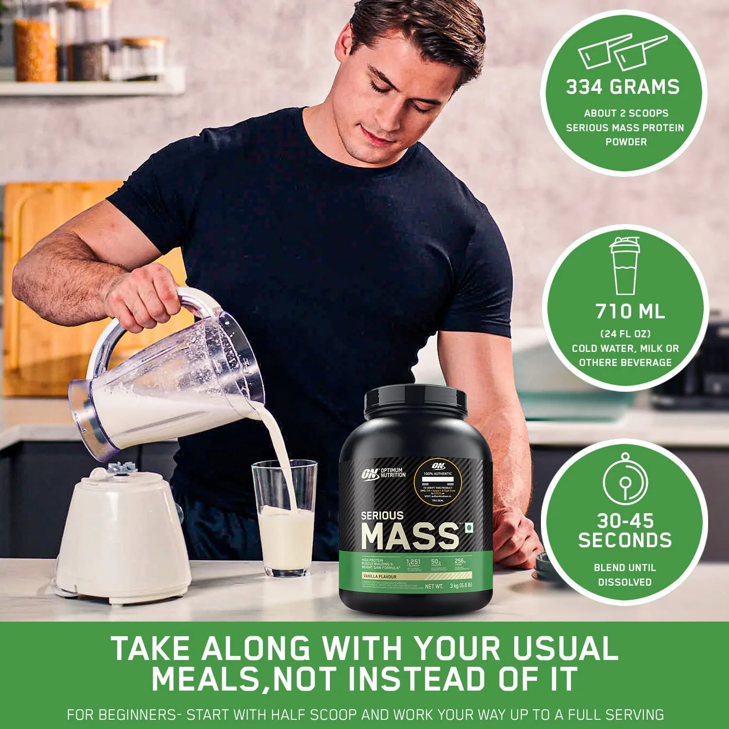 best mass gainer protein - Optimum Nutrition (ON) Serious Ma 3 Optimum Nutrition (ON) Seri - view 3