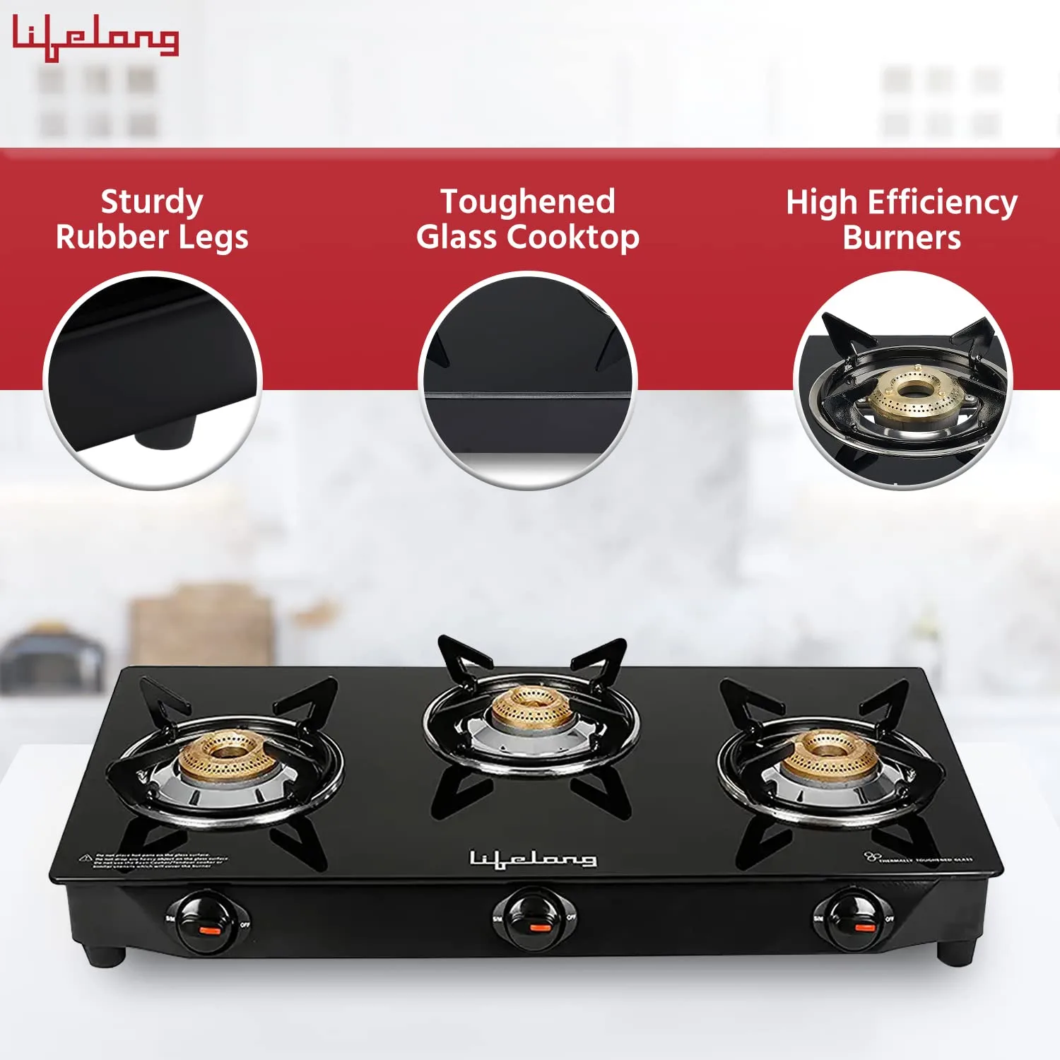 In-Depth Review: best gas stove 3 burner - Lifelong 3 Burner Gas Stove Top for Kitchen - Manual Ignition Cooktop Modern Glass Stove for Modular Kitche 4 Lifelong 3 Burner Gas Stove - view 3