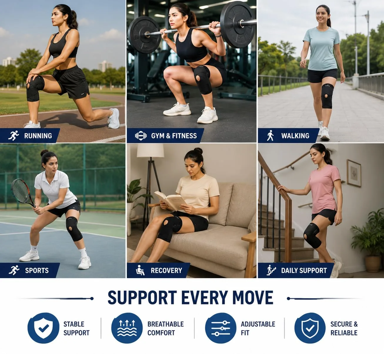 best knee support brace - Wonder Care Adjustable Wrap Knee S 8 Wonder Care Adjustable Wra - view 8