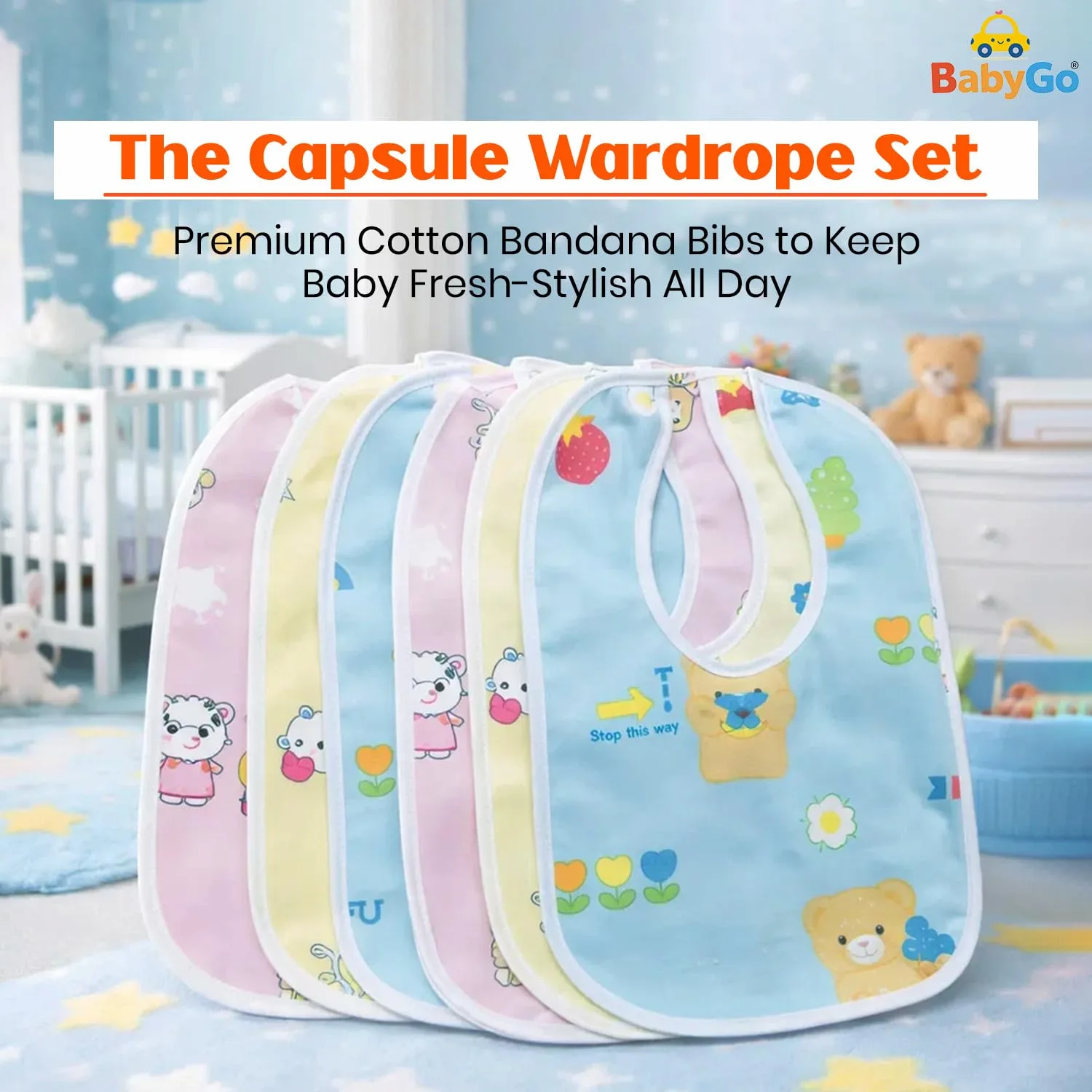 In-Depth Review: best baby bibs set - BabyGo Waterproof Baby Bibs | Spill-Resistant Apron Feeding Bibs for 6–12 Months, Soft & Absorbent Fast-Dry Co 7 BabyGo Waterproof Baby Bib - view 6