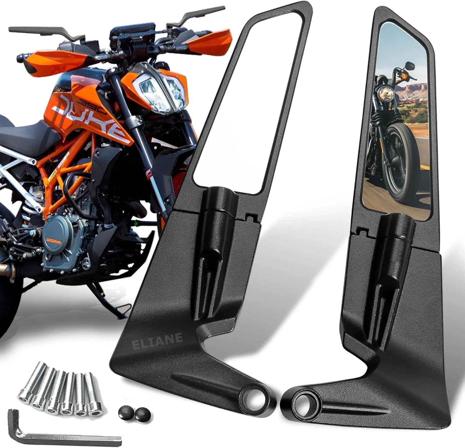 In-Depth Review: best bike side mirror - Eliane Universal Motorcycle Bike Mirrors Set Adjustable Rotating Rear View Mirror Stealth Wind Wing Side For 2 best bike side mirror