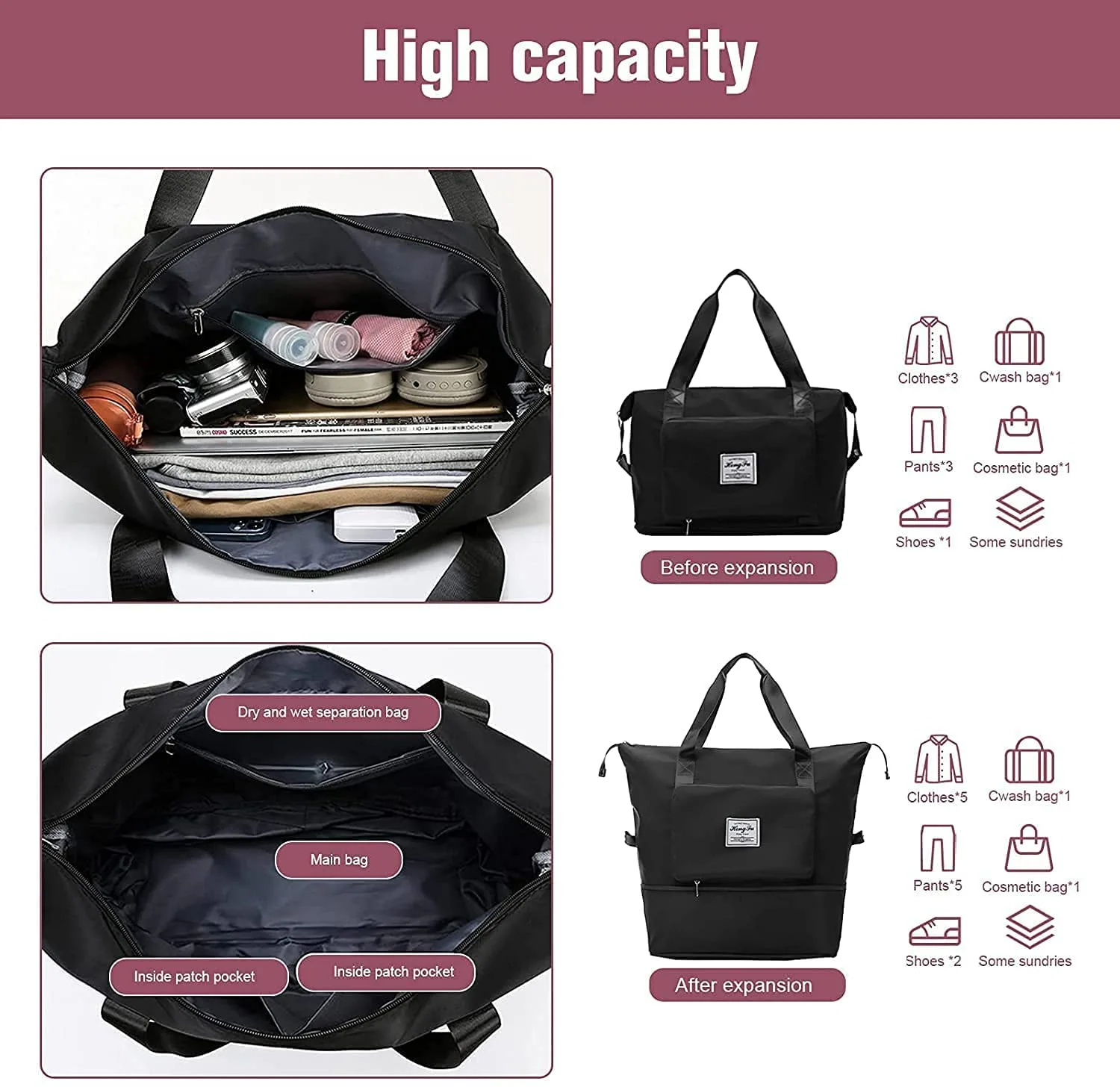 In-Depth Review: best travel foldable bag - Large Capacity Folding Travel Bag, Dry and Wet Separation Multifunctional Sports Shoulder Bag, Foldable Tr 4 Large Capacity Folding Tr - view 3