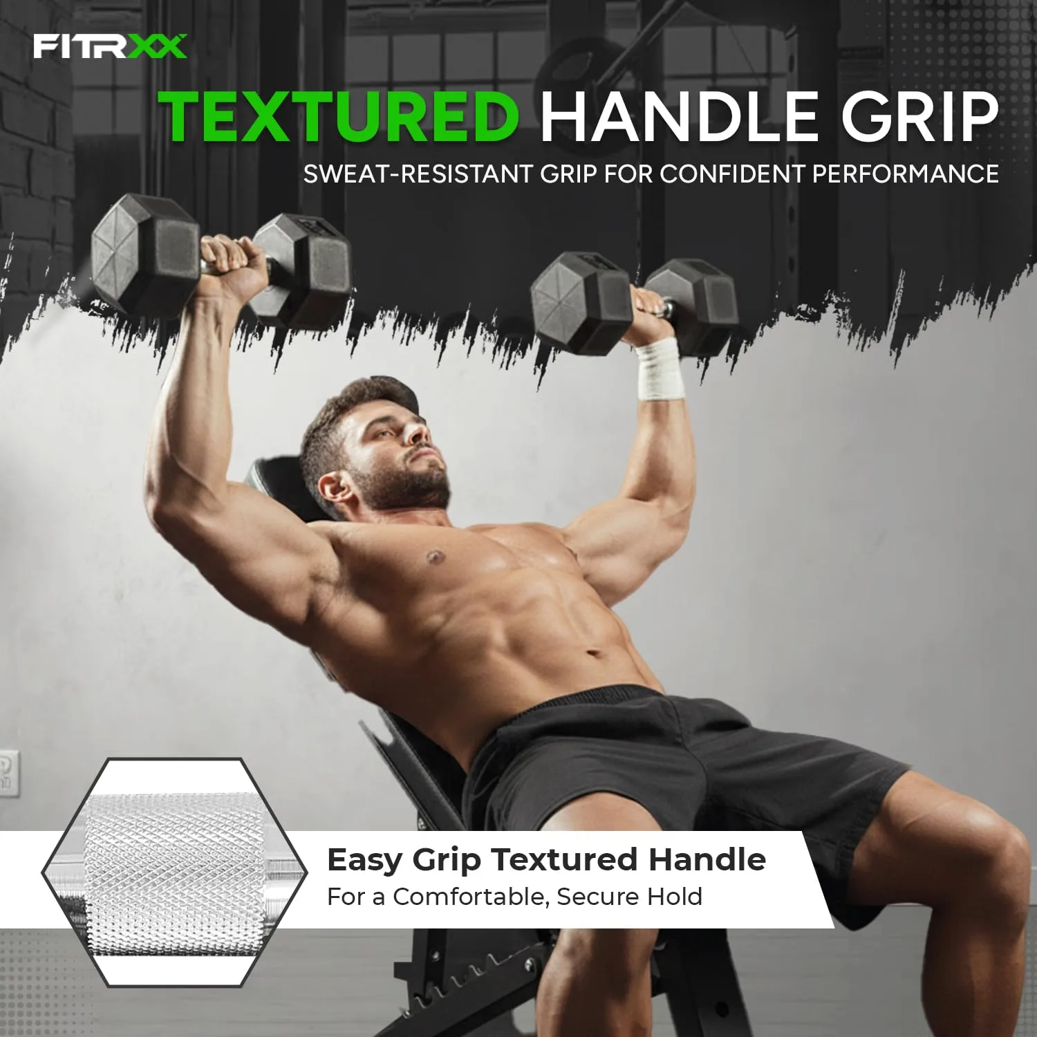 In-Depth Review: best dumbbells for home gym - FITRXX Rubber Coated Hexa Dumbbell Set (7.5 kg Pair) | Professional Exercise Dumbbells for Men & Women 5 FITRXX Rubber Coated Hexa - view 4