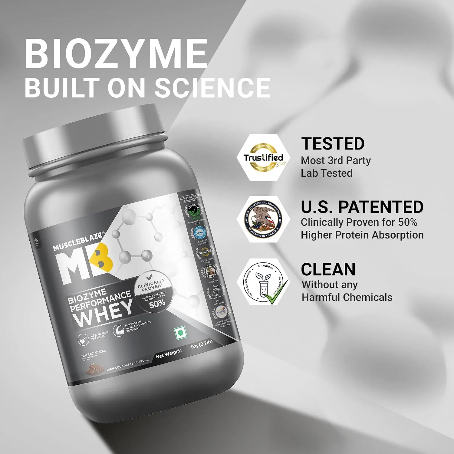 In-Depth Review: best protein powder india - MuscleBlaze Biozyme Performance Whey Protein Powder, Rich Chocolate (1kg / 2.2lbs) | 25g Protein Per Scoo 5 MuscleBlaze Biozyme Performance - view 4