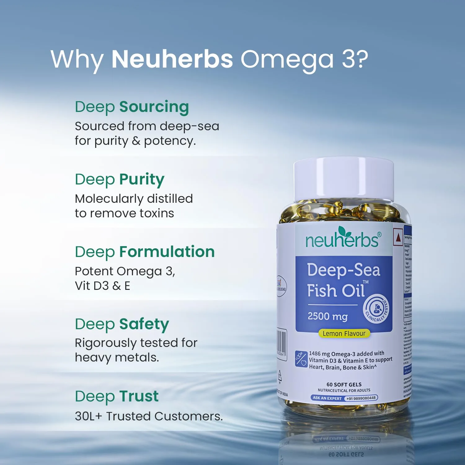 In-Depth Review: best fish oil capsules - Neuherbs Deep Sea Omega 3 Fish Oil Capsules 2500mg Triple Strength – Supplement for Heart, Brain & 5 Neuherbs Deep Sea Omega 3 Fi - view 4