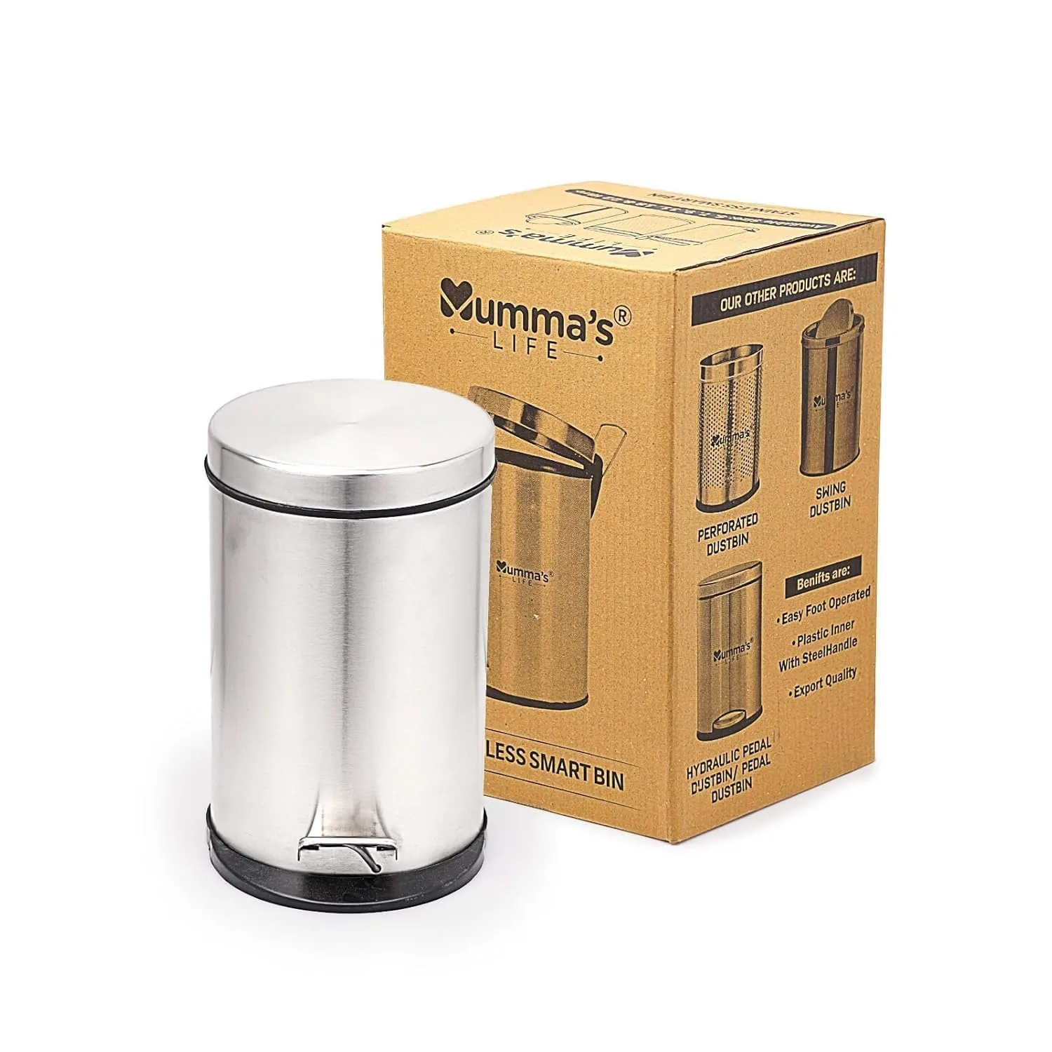 In-Depth Review: best dustbin with lid - Mumma's LIFE 5L Dustbin for Bathroom with Lid – Stainless Steel Silver Pedal Bin with Plastic Inner Bucket 8 Mumma's LIFE 5L Dustbin for - view 7