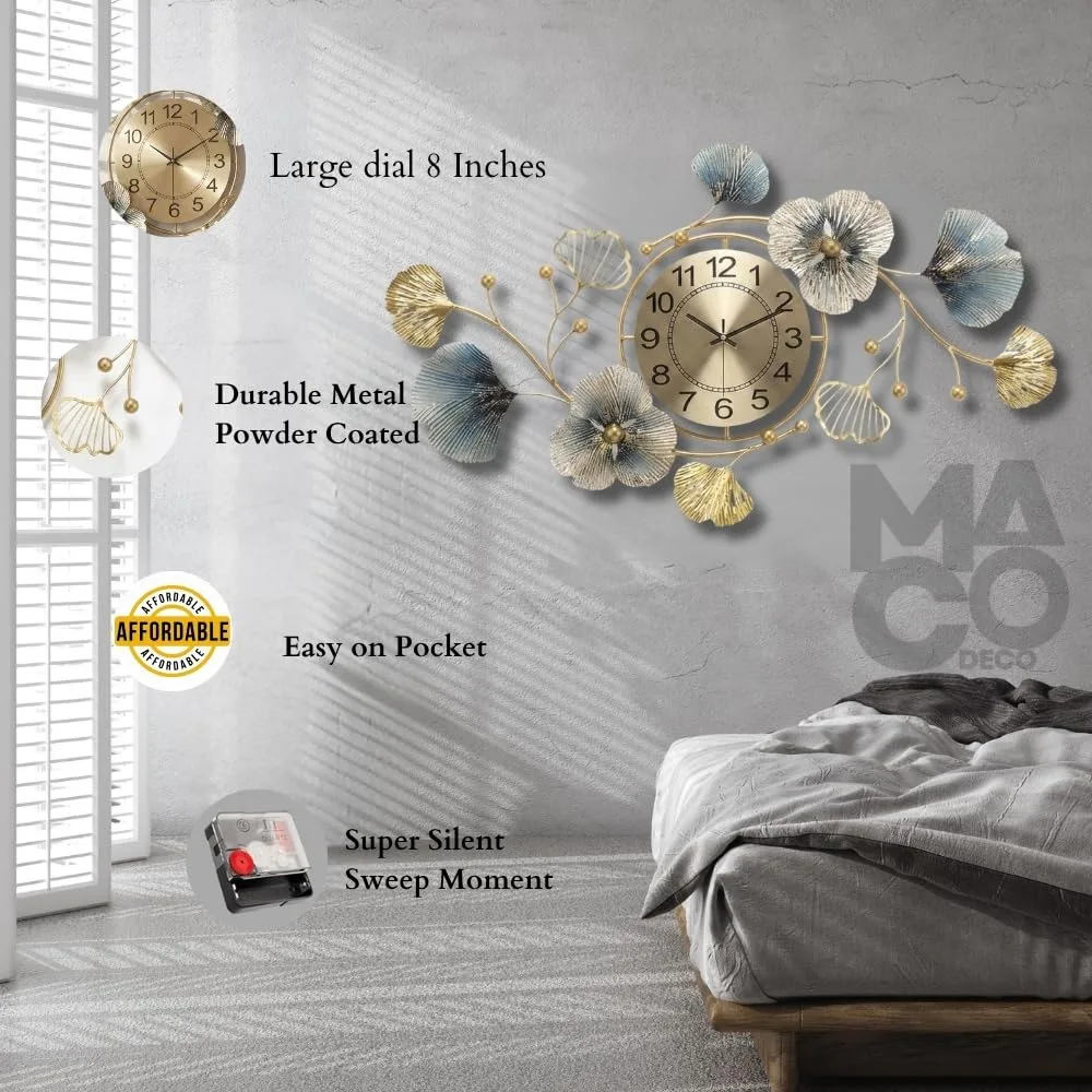 In-Depth Review: best wall clock home decor - Metal Analog Wall Clock - Floral Design with Silent Sweep Machine - Ideal Home Decor Items and Wall Deco 6 Metal Analog Wall Clock - - view 5