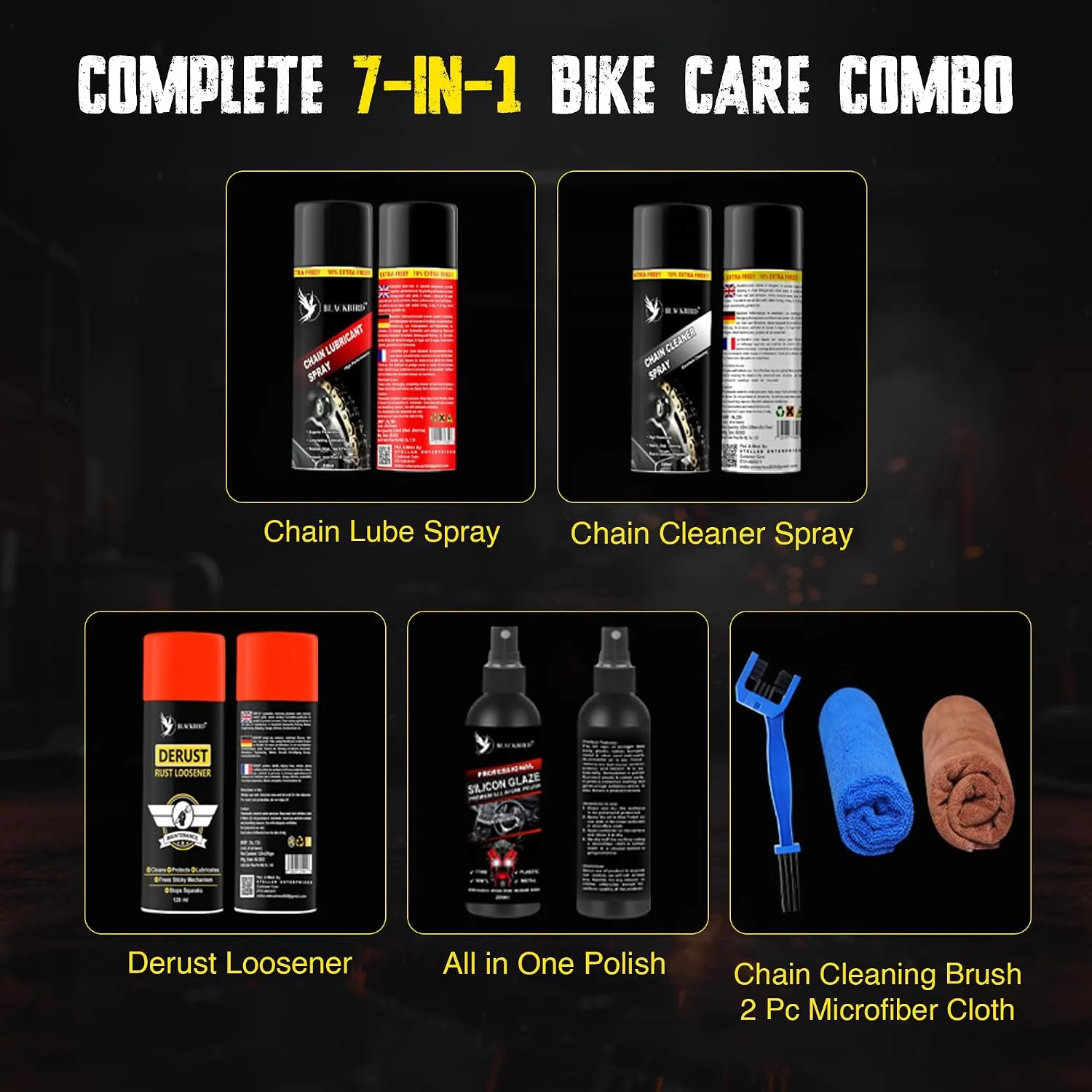 In-Depth Review: best bike cleaning kit - BLACKBIRD Bike Care Kit Chain Lube Spray 220ml, Chain Cleaner Spray 220ml, De-Rust 120ml, All in One Polish 8 BLACKBIRD Bike Care Kit Chain - view 7