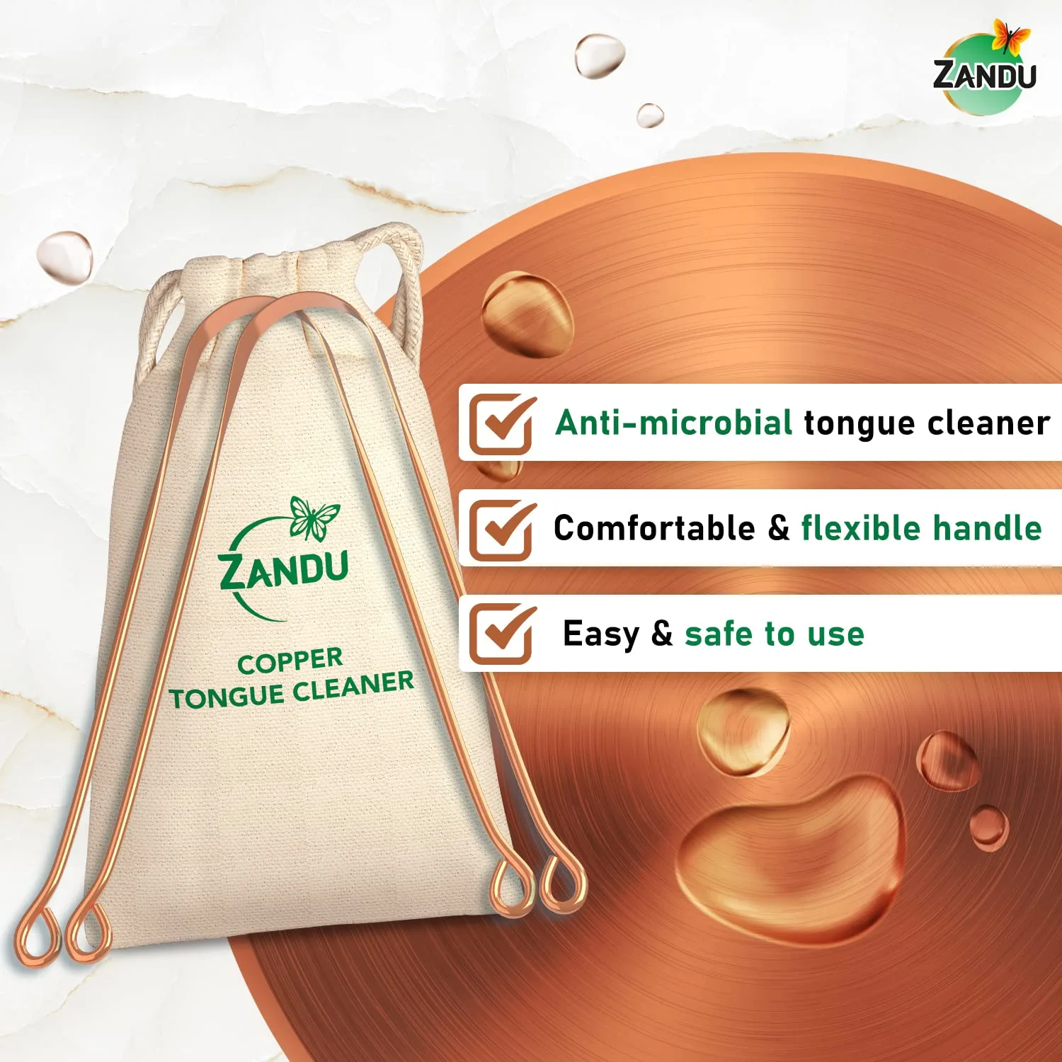 In-Depth Review: best tongue cleaner - Zandu Copper Tongue Cleaner (Pack of 2) :An Anti-Microbial Tongue Cleaner for Managing Oral Health | Reduces Ba 7 Zandu Copper Tongue Clean - view 6