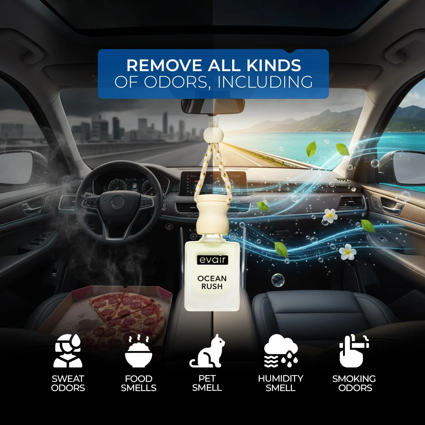 In-Depth Review: best car perfume diffuser - Evair OCEAN RUSH Luxury Car Air Freshener | Cool Aqua Essential Oil Hanging Car Perfume | Long Lasting Ca 5 Evair OCEAN RUSH Luxury C - view 4