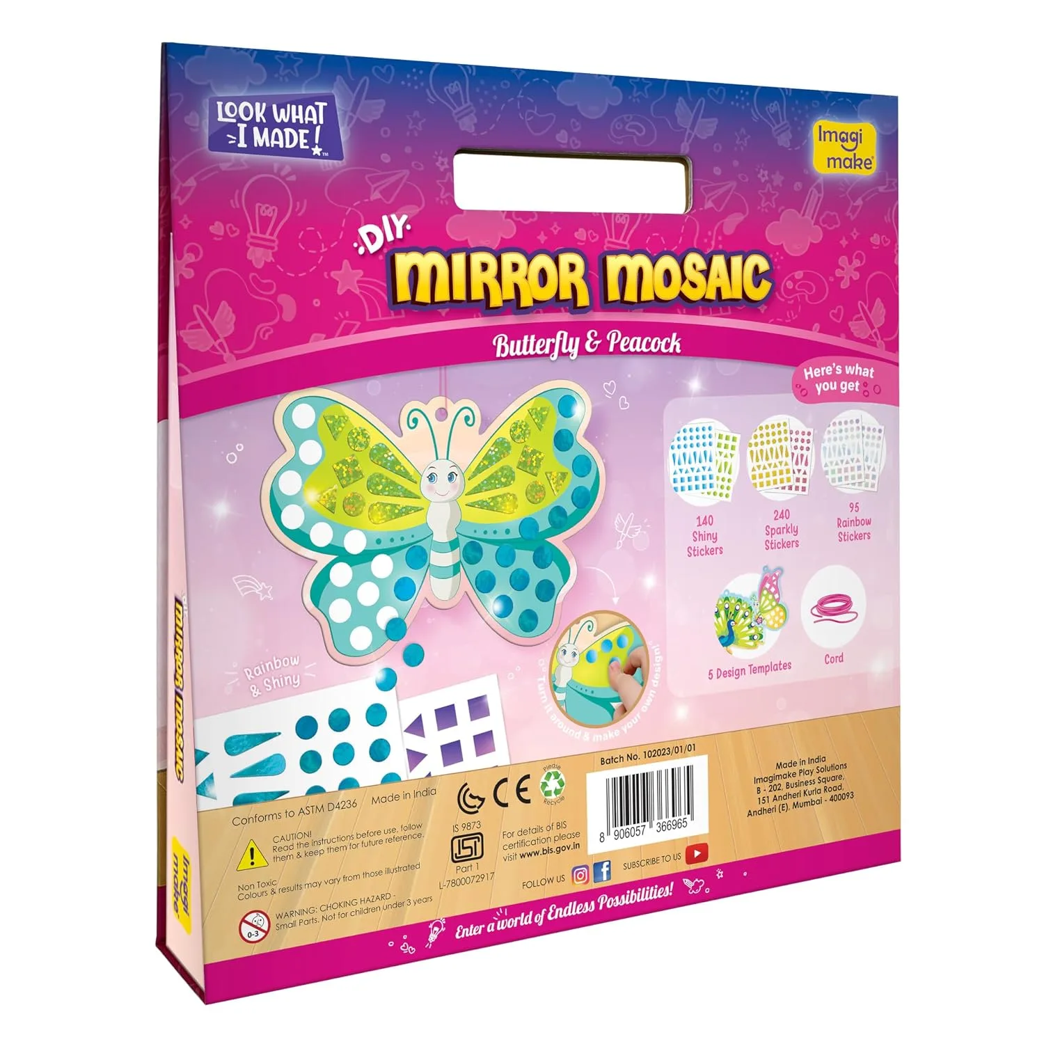In-Depth Review: best mosaic art kit - Imagimake Mirror Mosaic Butterfly & Peacock | Mosaic Kit | Age 3+ | Mirror mosaic art kit: 5 templates � 9 Imagimake Mirror Mosaic Butte - view 8