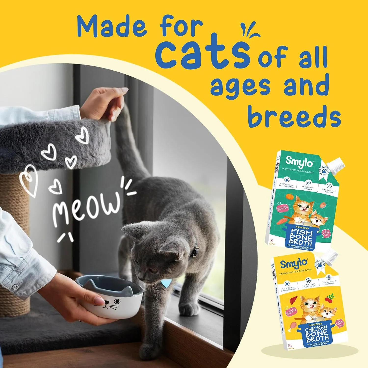 In-Depth Review: best kitten food - Smylo Summer Cooler, Hydration Rich Chicken Bone Broth for Cats (100ml x 3 Packs) | Rich in Collagen for Bones � 7 Smylo Summer Cooler, Hydr - view 6