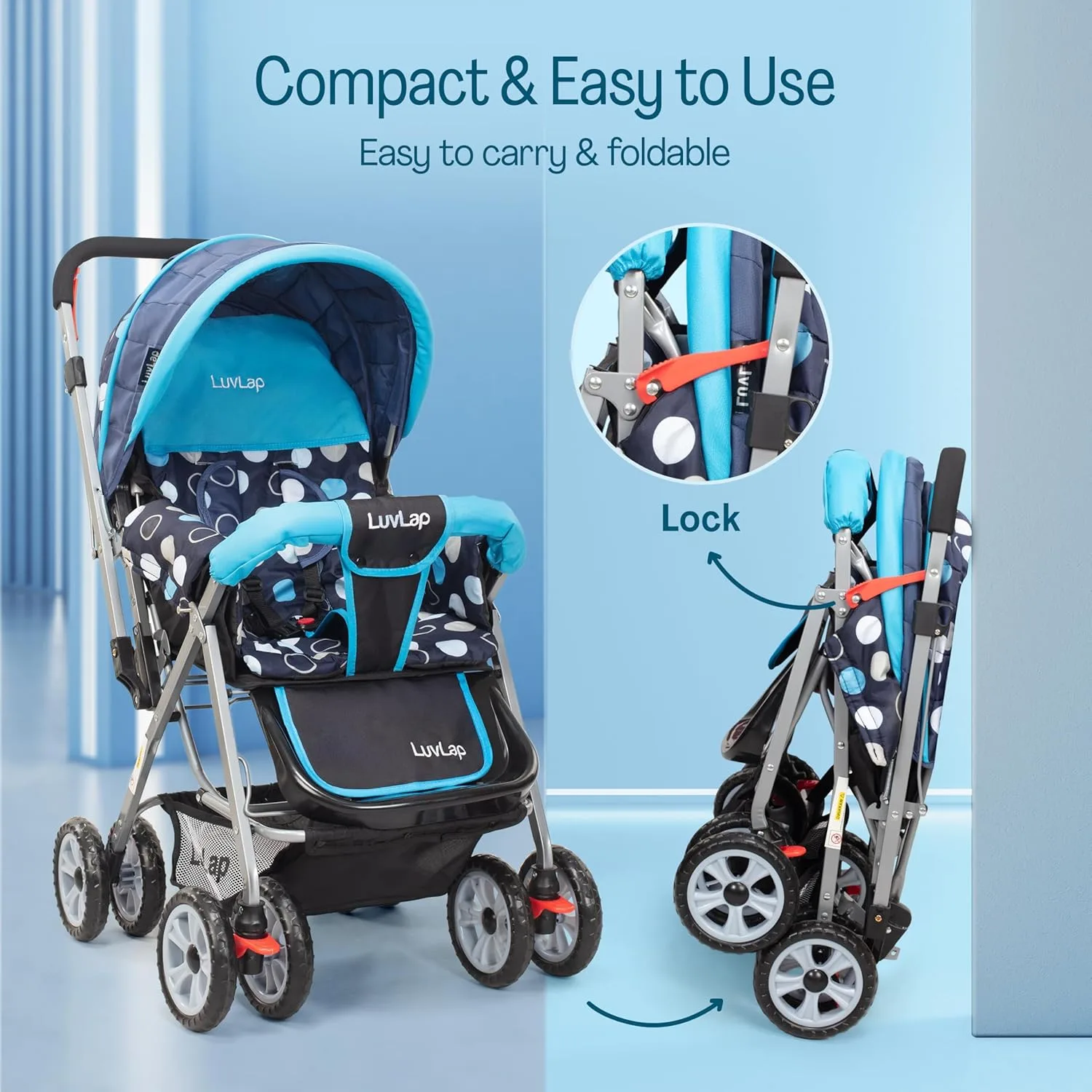 In-Depth Review: best baby stroller india - LuvLap Sunshine Baby Stroller/Pram for 0 to 3 Years, New Born/Toddler/Kid, 5 Point Safety Harness, Adjusta 10 LuvLap Sunshine Baby Strol - view 9