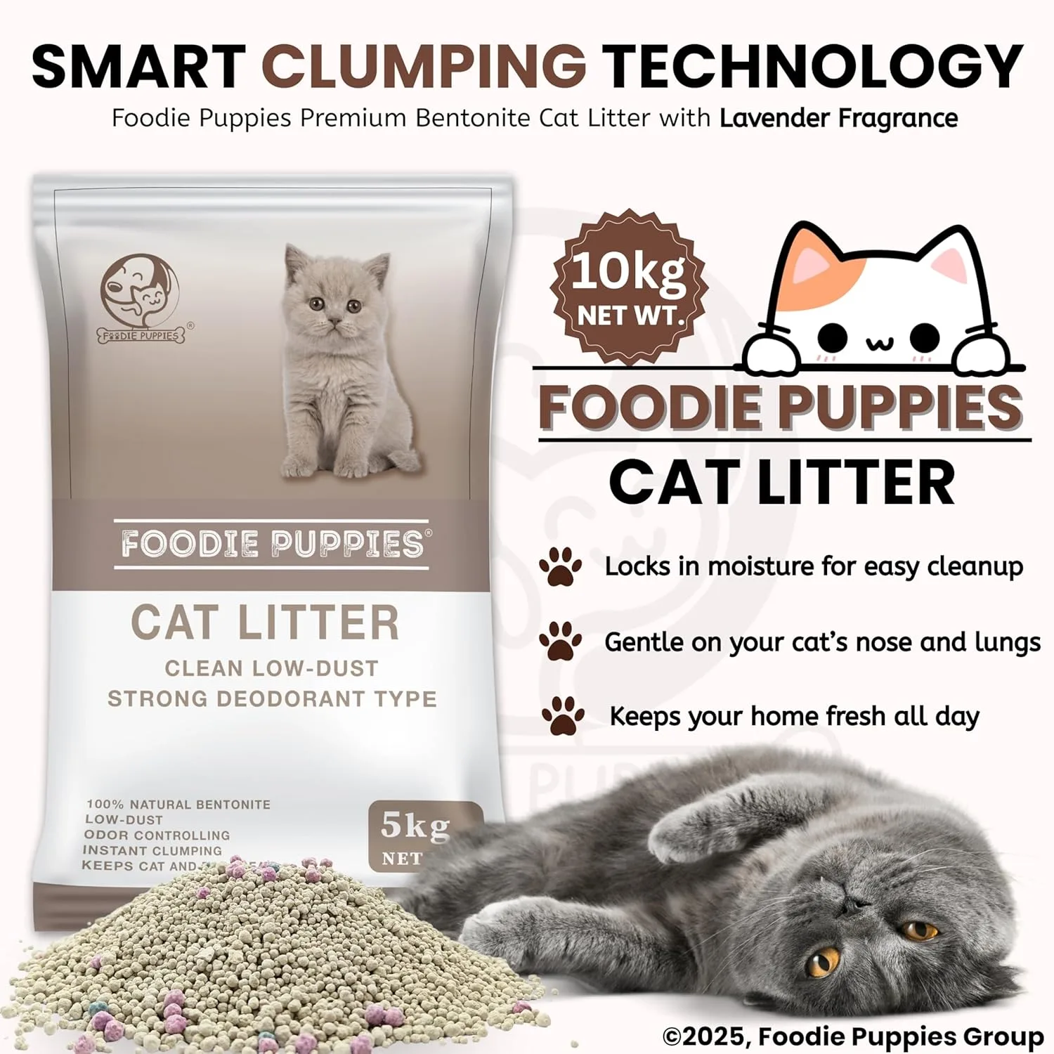 In-Depth Review: best cat litter india - Foodie Puppies Natural Bentonite Cat Litter Sand - 10kg with Lavender Fragrance for Cats and Kittens | Clean 3 Foodie Puppies Natural Ben - view 2