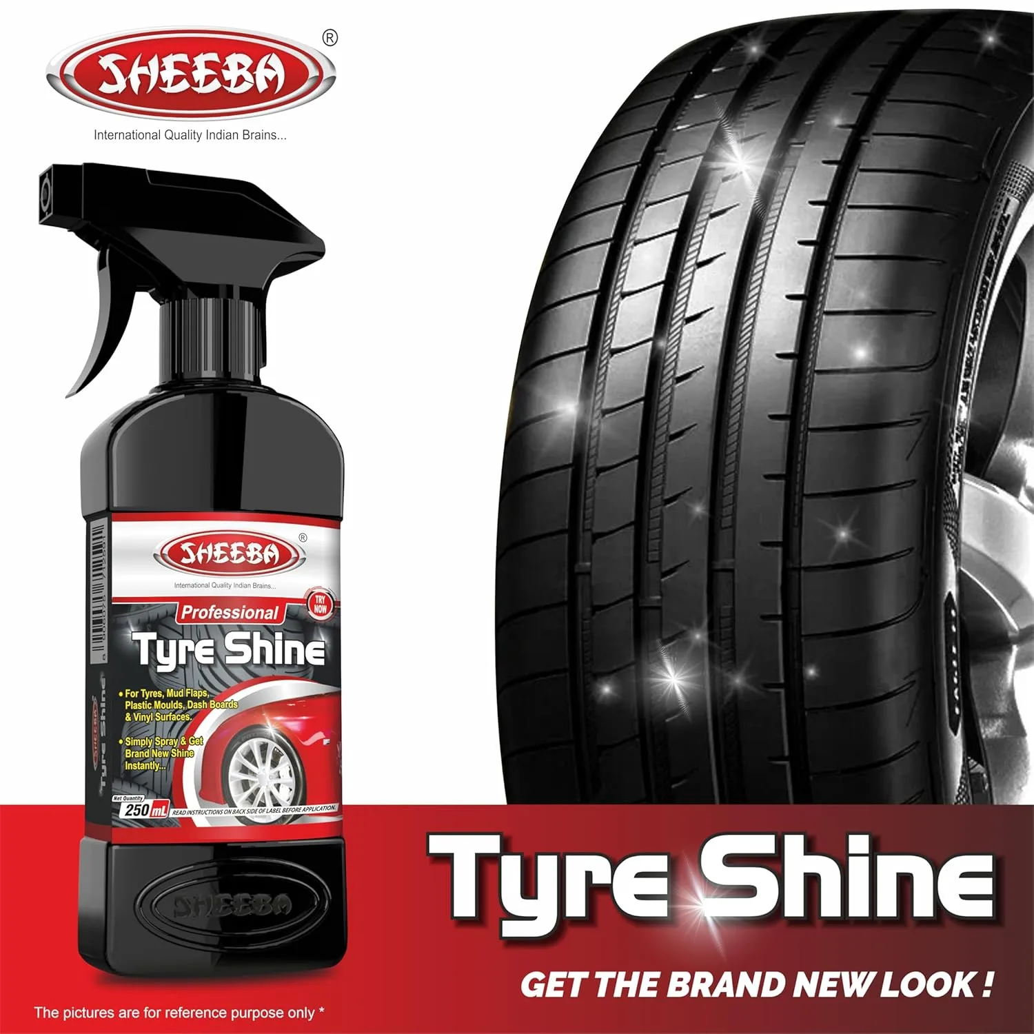 In-Depth Review: best car tyre shine - SHEEBA TYRE SHINE Polish with foam applicator pad for Cars & Bikes, Original Back to Black look, Long Last 4 SHEEBA TYRE SHINE Polish w - view 3