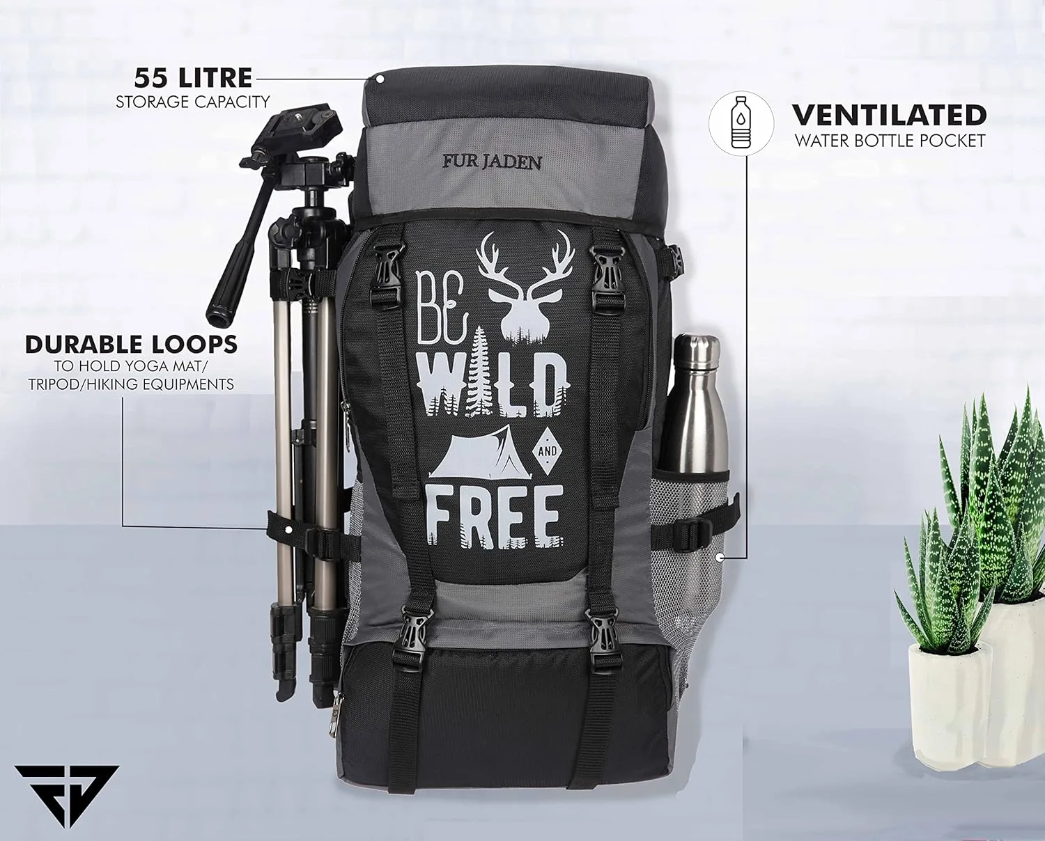 In-Depth Review: best travel backpack india - Fur Jaden 55 LTR Rucksack Travel Backpack Bag for Trekking, Hiking with Shoe Compartment 4 Fur Jaden 55 LTR Rucksa - view 3