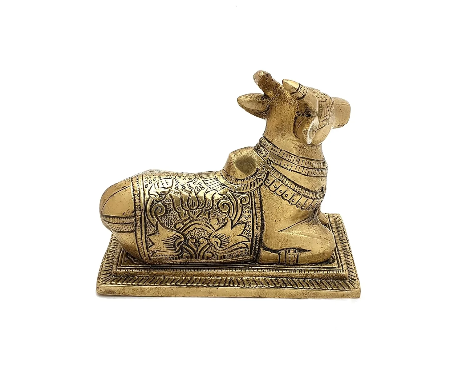 In-Depth Review: best home decor items india - Two Moustaches Brass Nandi Idol 5 Inch | Nandi Murti for Pooja Room & Home Temple | Lotus Engraved Hand 5 Two Moustaches Brass Na - view 4