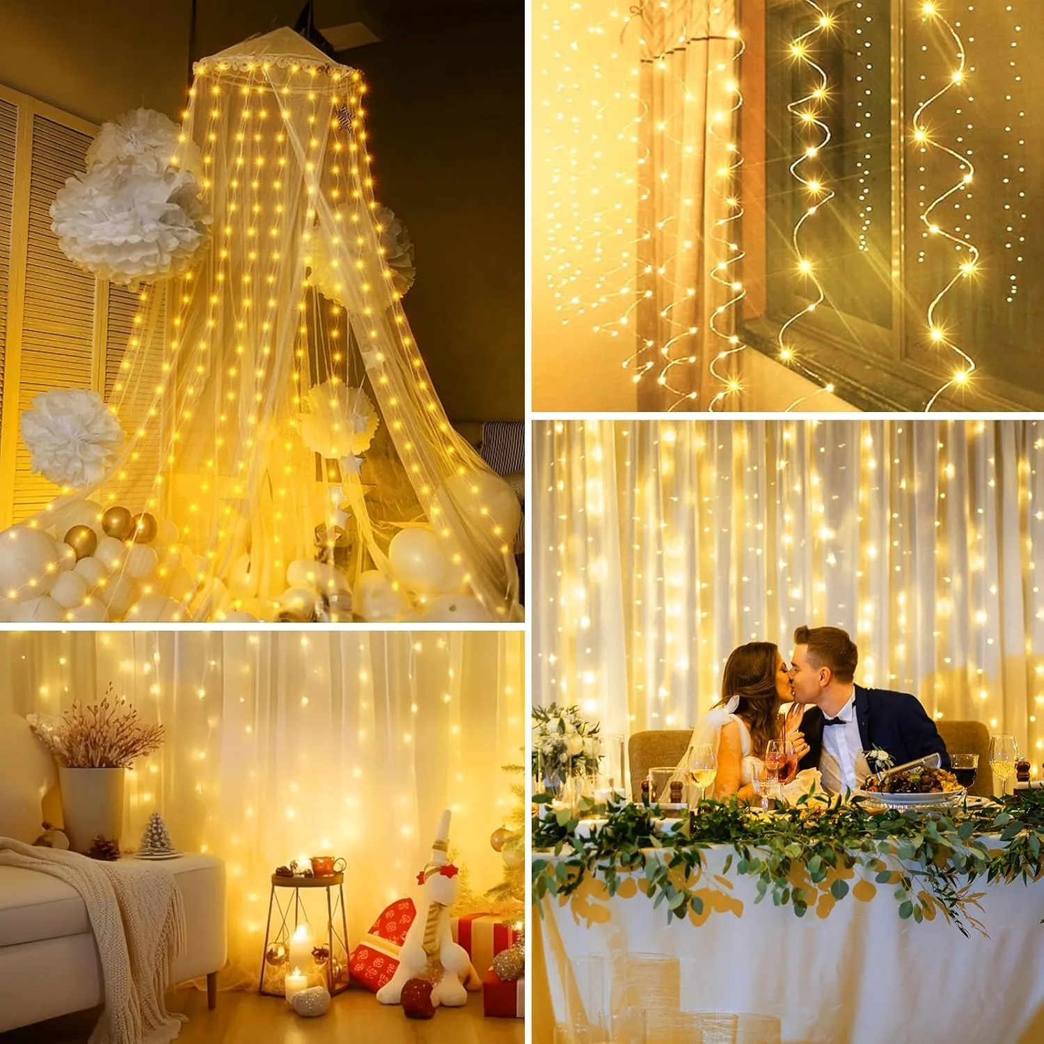 In-Depth Review: best fairy lights decoration - FLYNGO Fairy Curtain String Lights for Decoration, Warm White USB Powered 300 LED Lights with 8 Flashi 6 FLYNGO Fairy Curtain Strin - view 5