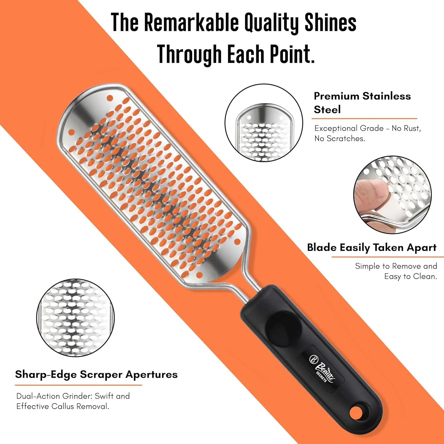 In-Depth Review: best foot file scrubber - Beauté Secrets Essentials Pedicure Foot File Callus Remover, Foot Scrubber Removes Hard Skin, Can Be Used 4 Beauté Secrets Essentials - view 3