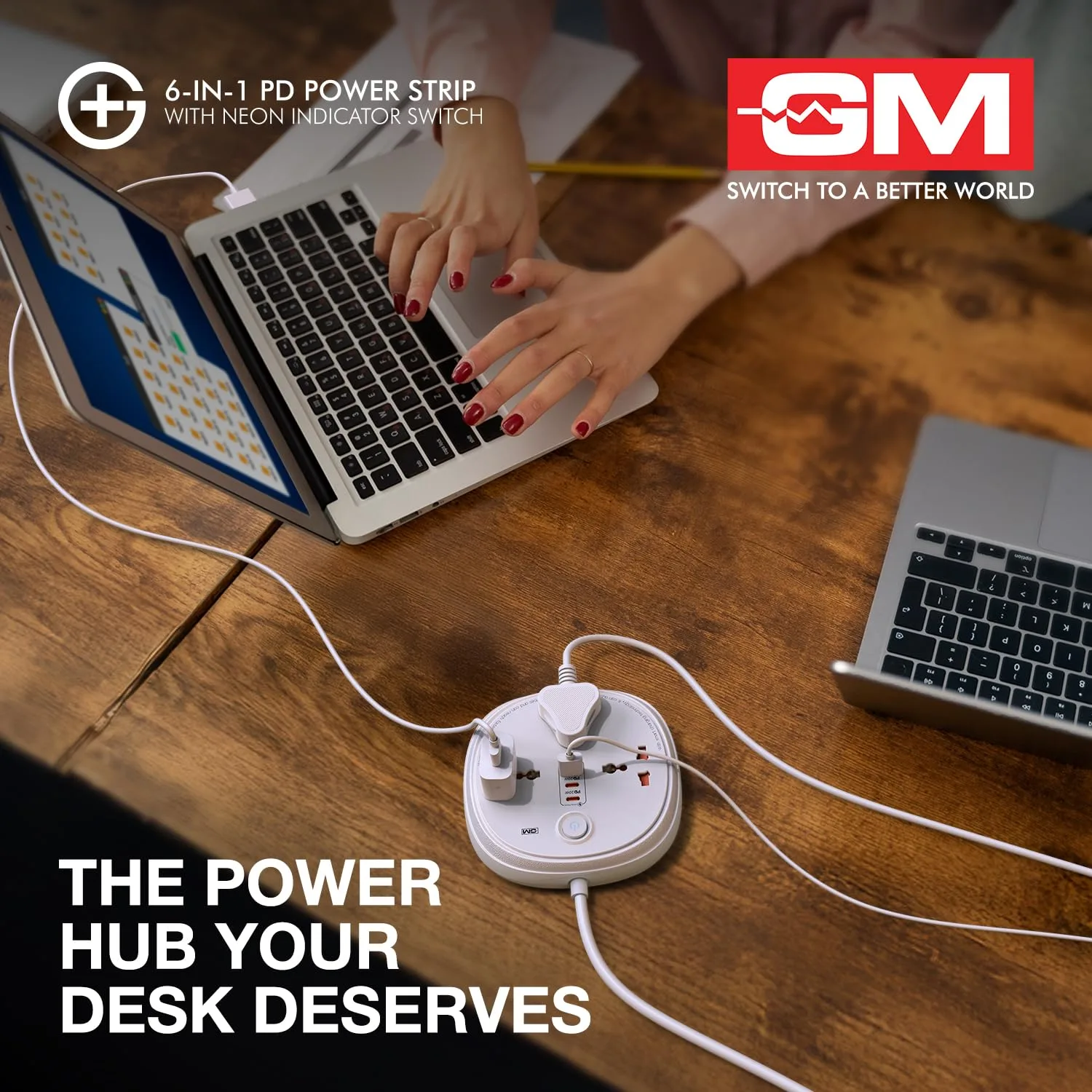 In-Depth Review: best extension board with usb - GM 6-in-1 PD Power Strip Extension Board with USB Port, 3 Universal Sockets & 2 Mtr Cord | 2 Typ 4 GM 6-in-1 PD Power Str - view 3
