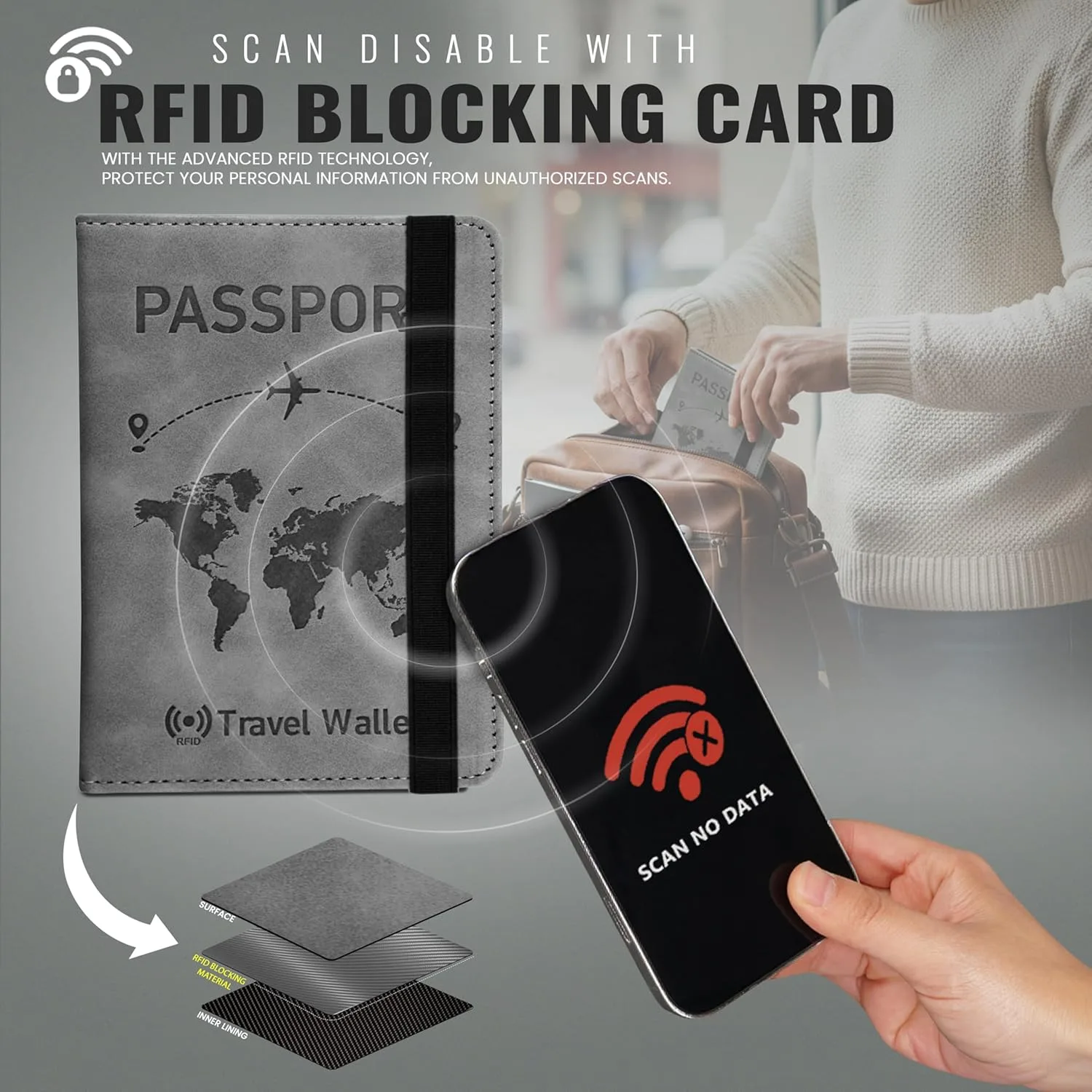 In-Depth Review: best travel passport cover - DAHSHA Grey RFID Blocking PU Leather Travel Passport Holder Cover Travel Wallet Organiser Passport Case 6 DAHSHA Grey RFID Blocking - view 5