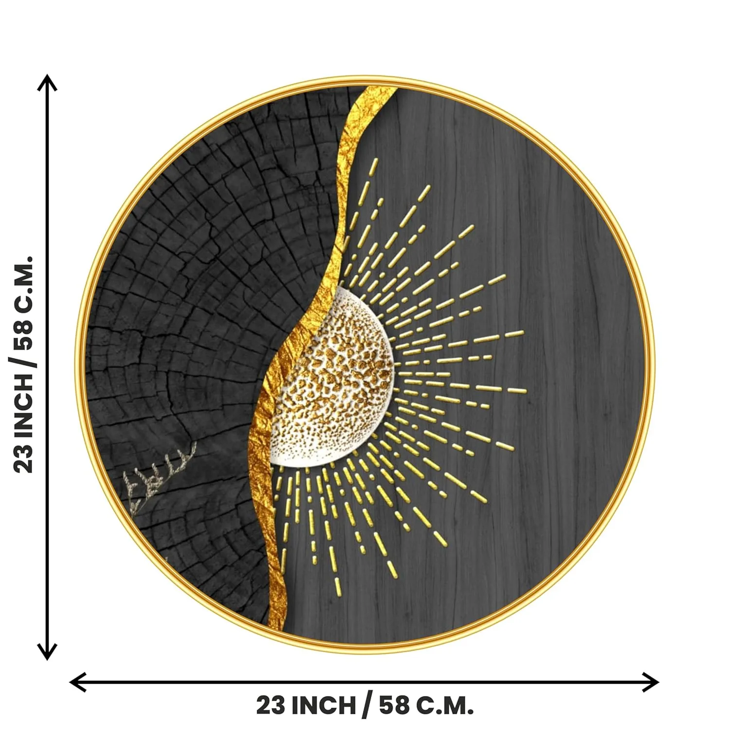 In-Depth Review: best canvas painting wall art - Livin’luxe Abstract Sun Round Wall Painting with Premium Golden PVC Frame | Modern Black Gold Sunbu 6 Livin’luxe Abstract Sun Round - view 5