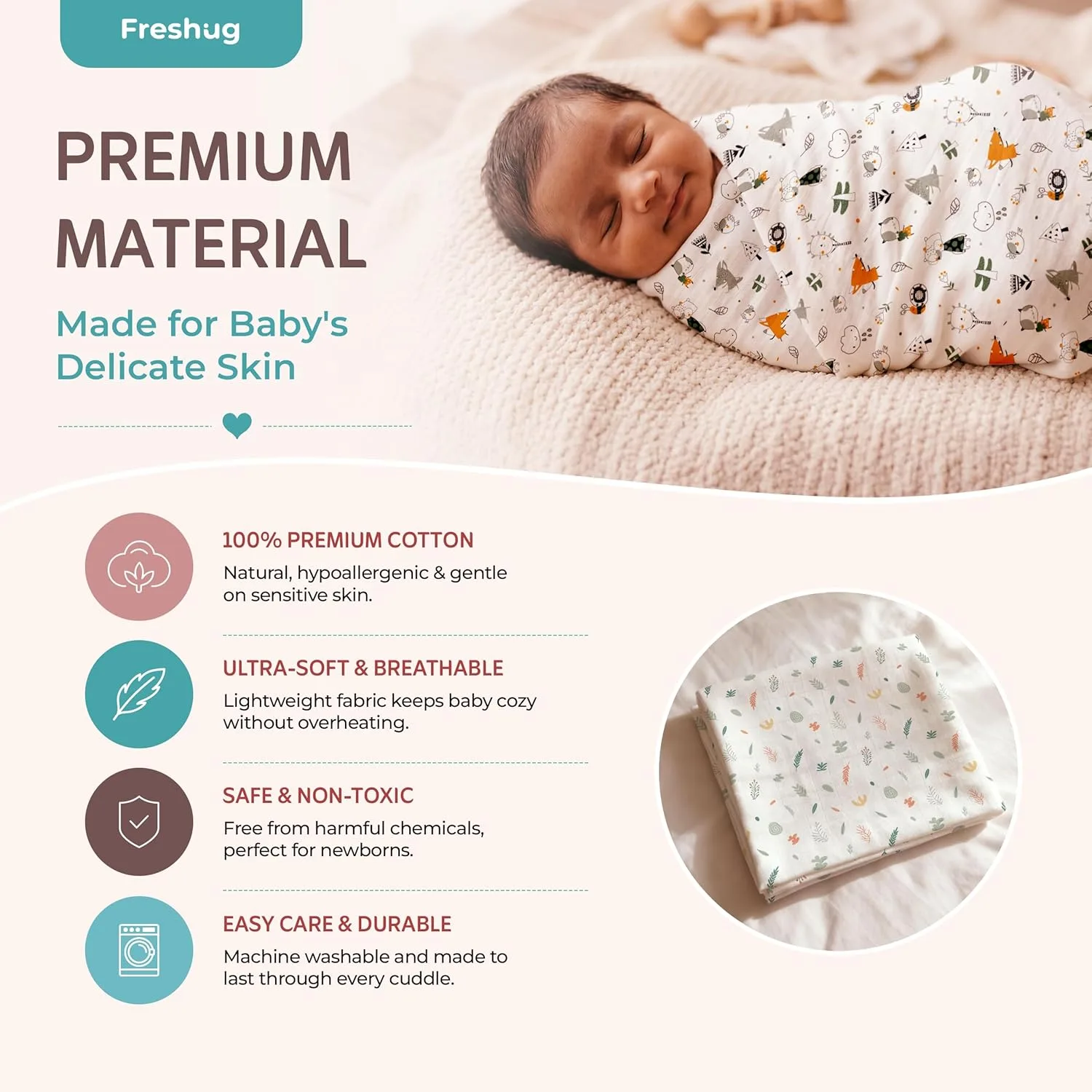 In-Depth Review: best baby swaddle blanket - 100% Cotton Muslin Swaddle Wrap for Newborn Baby | Soft, Breathable Printed Mulmul Baby Swaddling Blanket 6 100% Cotton Muslin Swadd - view 5