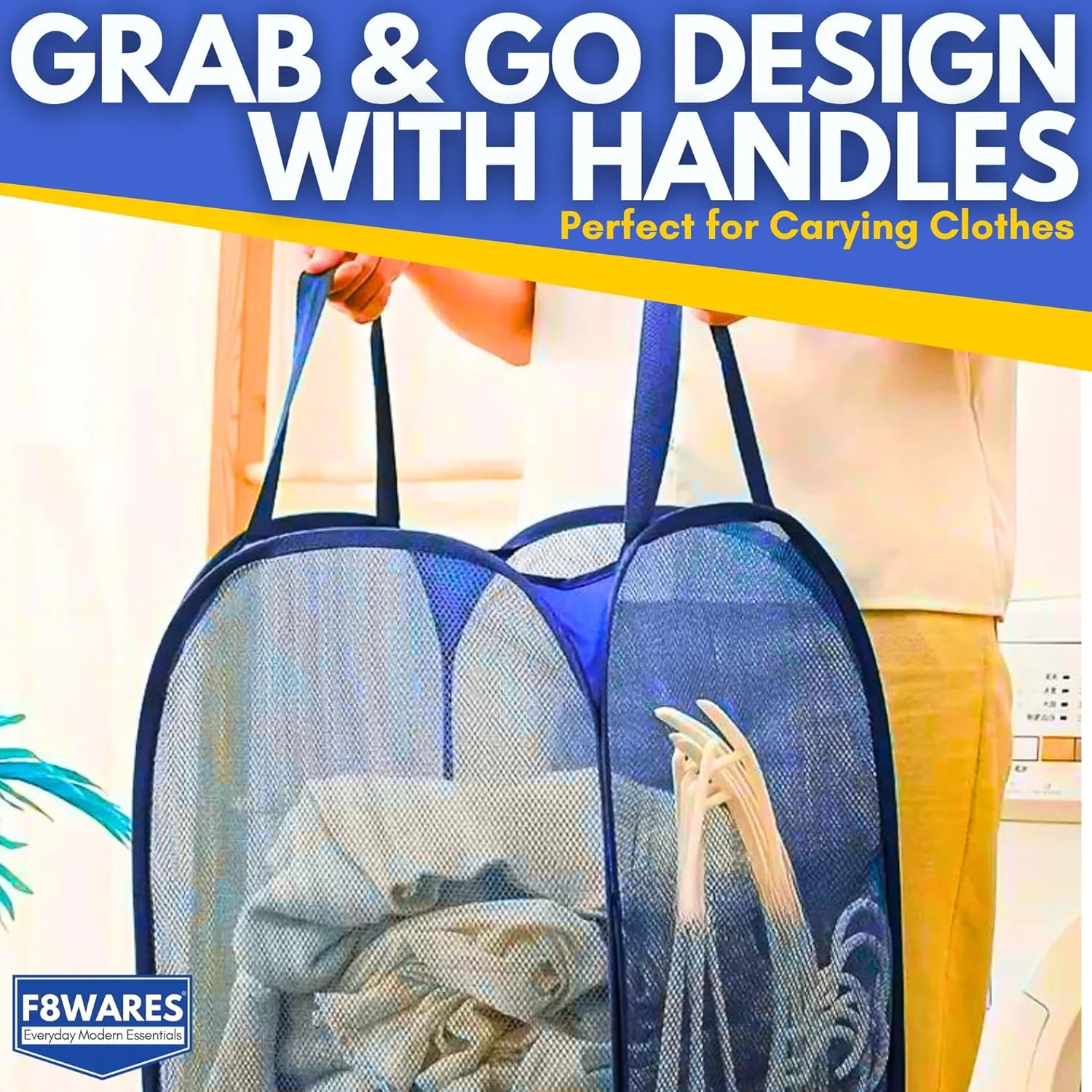 In-Depth Review: best laundry basket - F8WARES 2PK 75 Litres Nylon Mesh Foldable Laundry Basket for Clothes - Odourless Breathable Laundry Bag for Clo 7 F8WARES 2PK 75 Litres Nylon - view 6