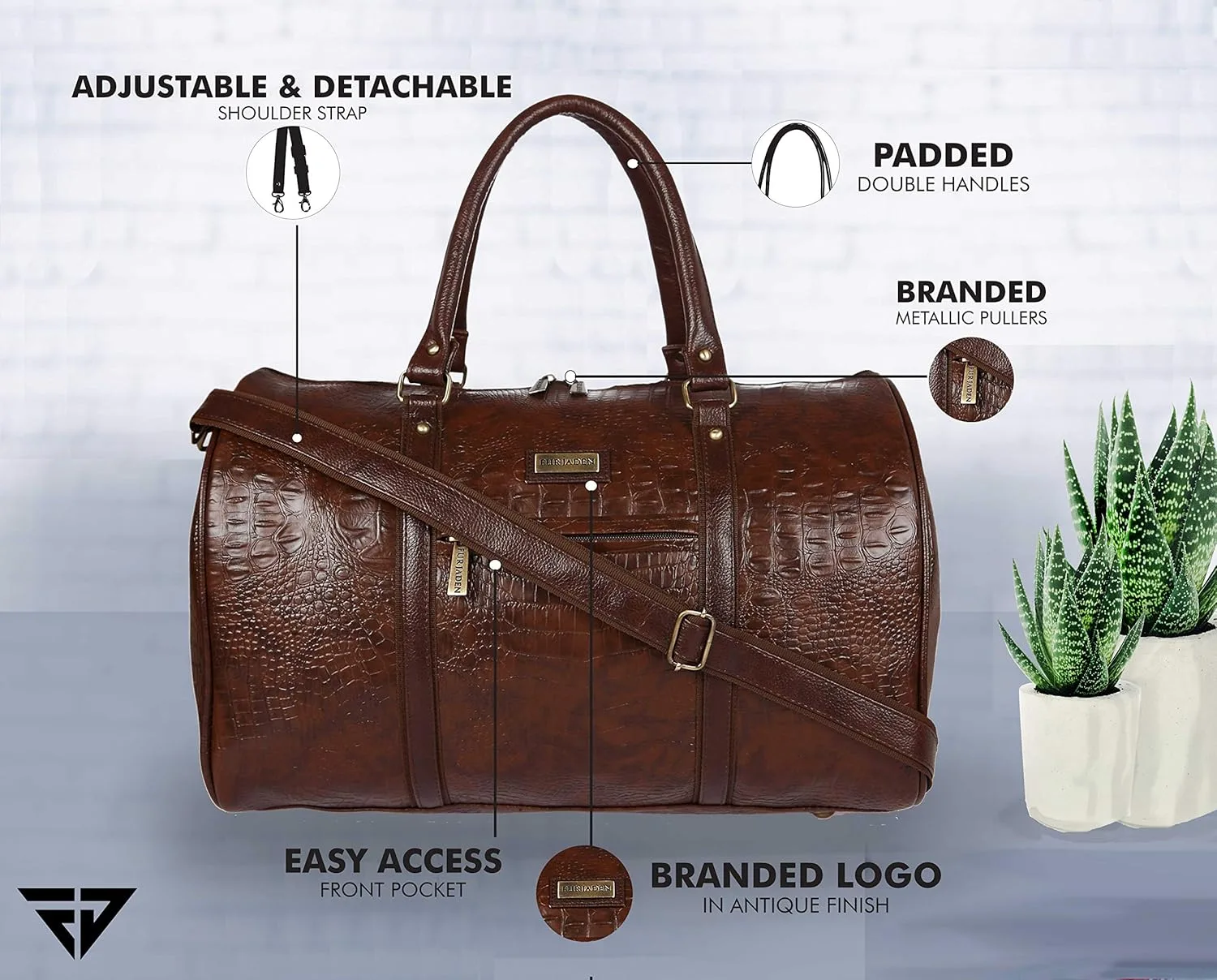 In-Depth Review: best travel duffel bag - Fur Jaden Brown Textured Leatherette Stylish & Spacious Weekender Duffle Bag for Travel for Men and Women 3 Fur Jaden Brown Texture - view 2