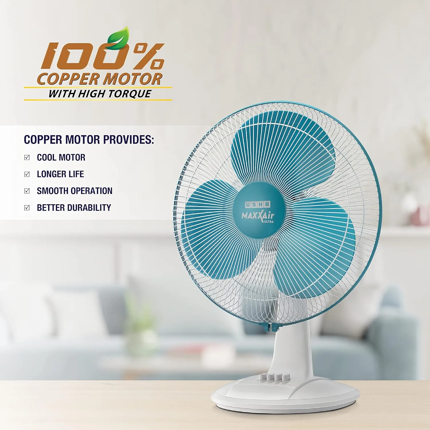 In-Depth Review: best table fan - USHA Maxx Air Ultra Table Fan | 400MM Sweep Size | 1350_RPM | Aerodynamic Blade Design for High Air Delivery | Corro 5 USHA Maxx Air Ultra Tabl - view 4