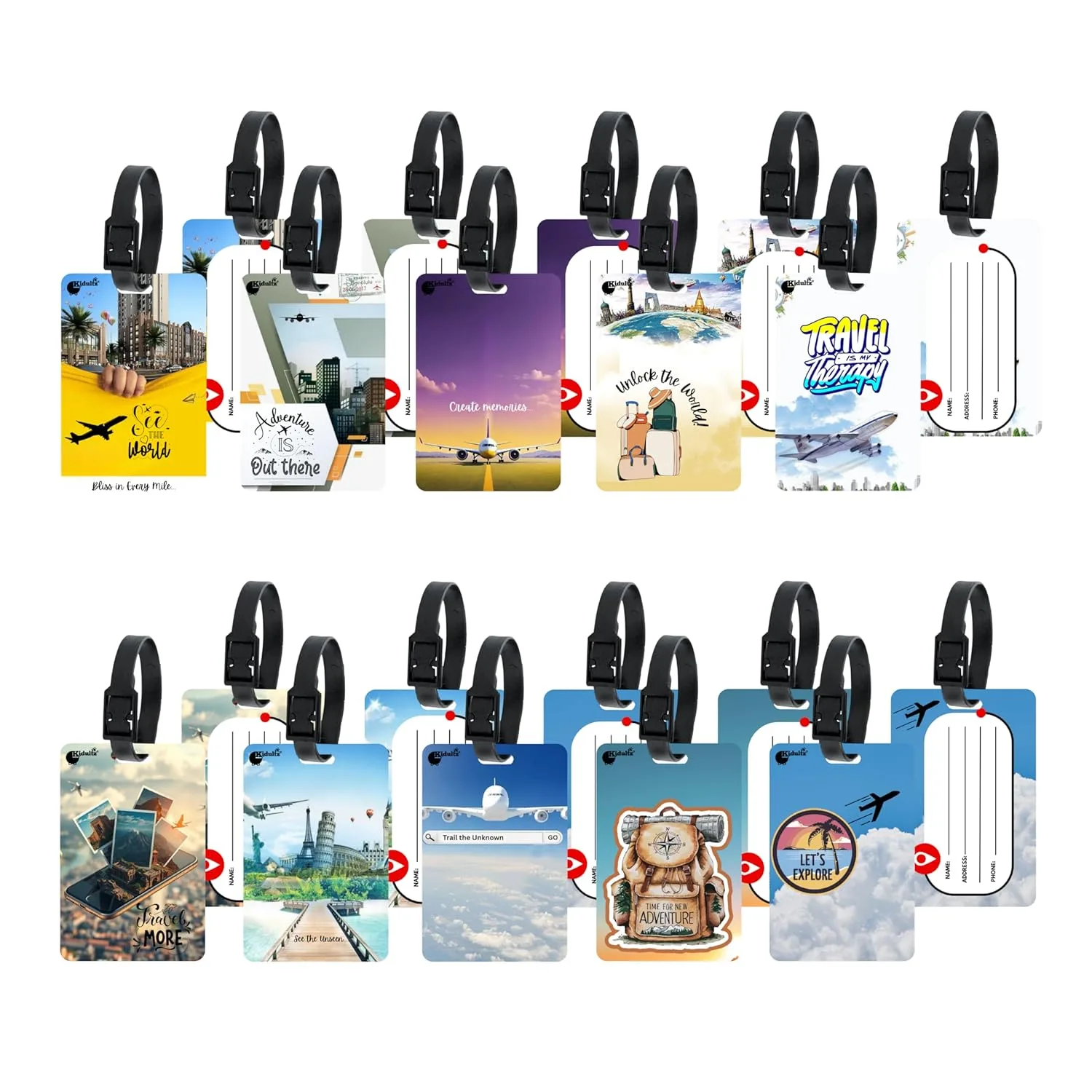 best luggage tag set - (Set of 10) Synthetic Luggage Tags wi 2 (Set of 10) Synthetic Lu - view 2