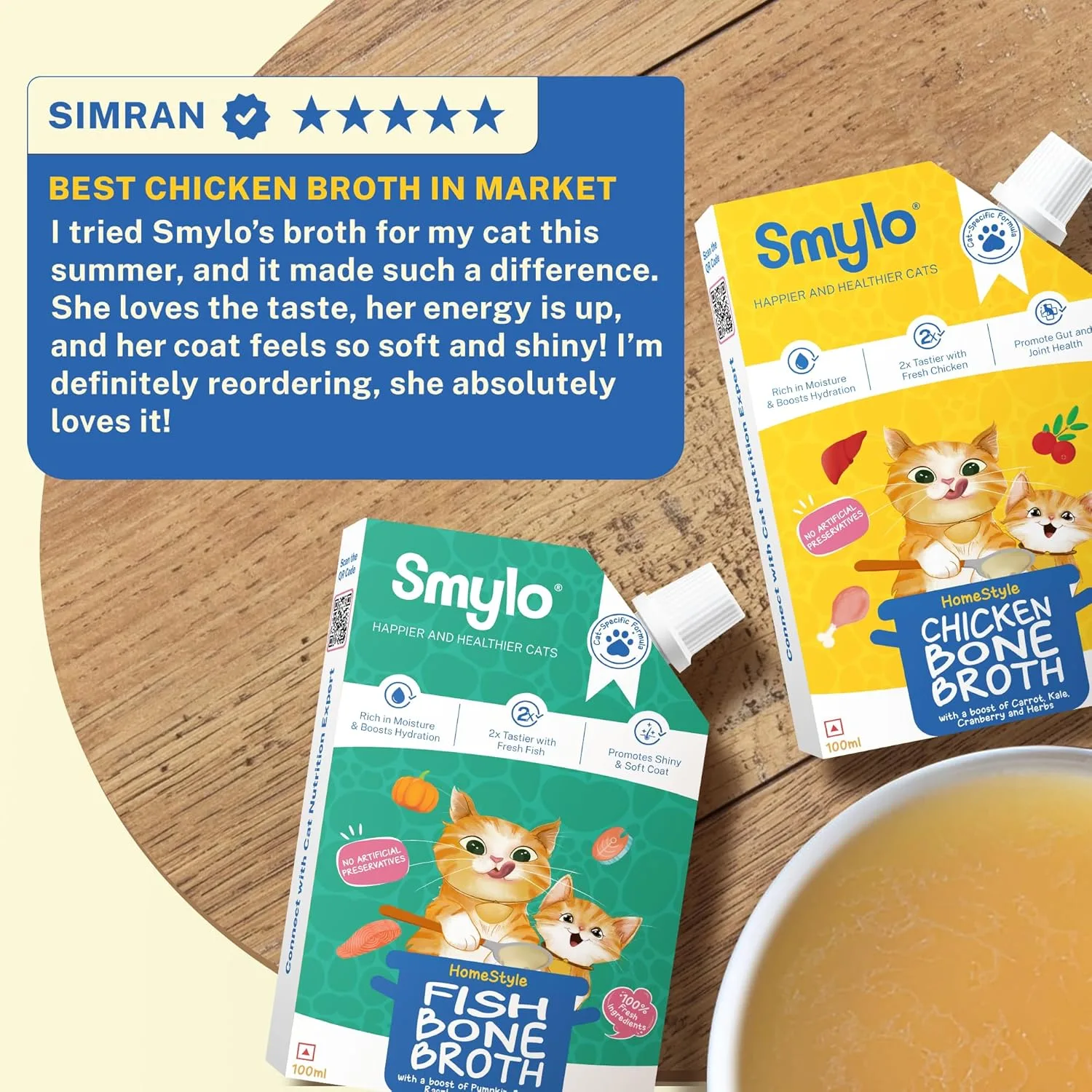 In-Depth Review: best kitten food - Smylo Summer Cooler, Hydration Rich Chicken Bone Broth for Cats (100ml x 3 Packs) | Rich in Collagen for Bones � 8 Smylo Summer Cooler, Hydr - view 7