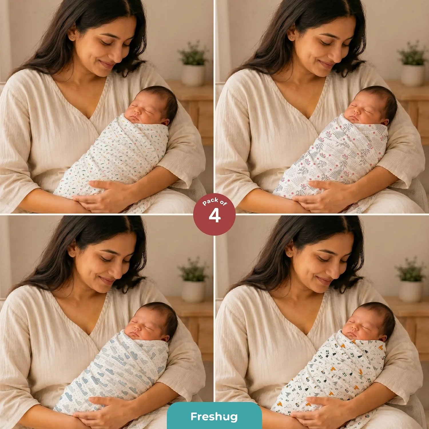 In-Depth Review: best baby swaddle blanket - 100% Cotton Muslin Swaddle Wrap for Newborn Baby | Soft, Breathable Printed Mulmul Baby Swaddling Blanket 4 100% Cotton Muslin Swadd - view 3