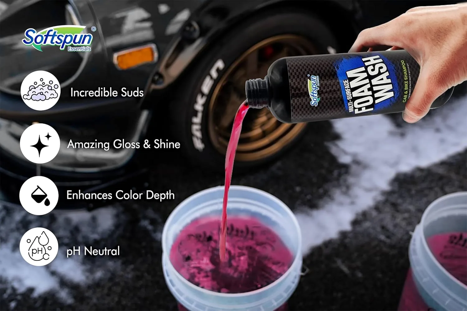 In-Depth Review: best bike wash shampoo - SOFTSPUN Microfiber 1Ltr Car & Bike pH Neutral Premium Liquid Shampoo+1700gsm 1pc Double Side Glove Gre 7 best bike wash shampoo view 5