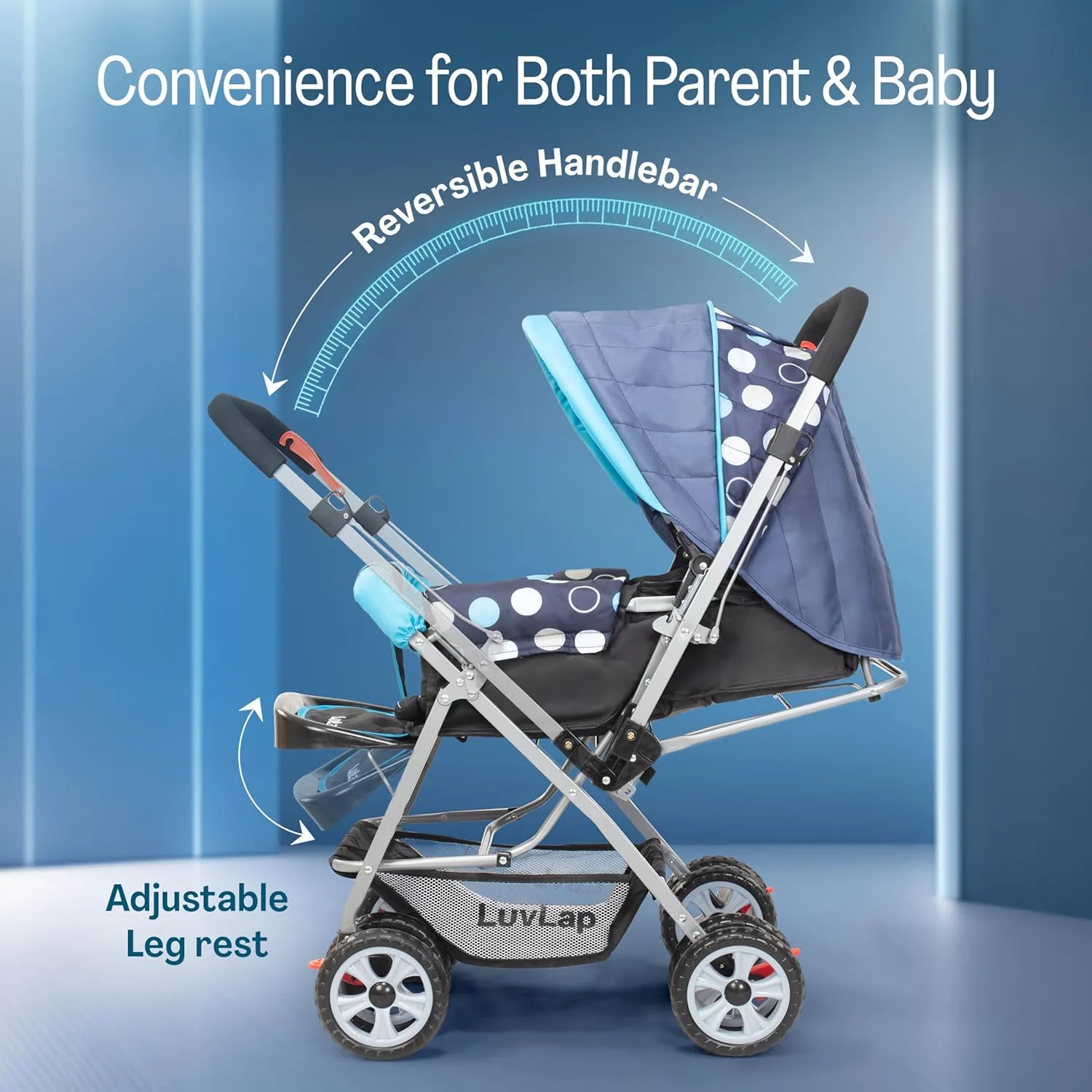 In-Depth Review: best baby stroller india - LuvLap Sunshine Baby Stroller/Pram for 0 to 3 Years, New Born/Toddler/Kid, 5 Point Safety Harness, Adjusta 5 LuvLap Sunshine Baby Strol - view 4