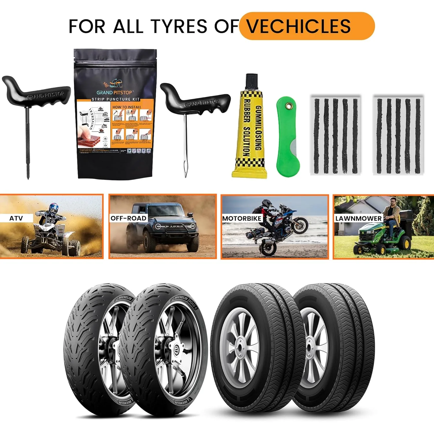 In-Depth Review: best bike tyre puncture kit - GRAND PITSTOP Universal Tubeless Tyre Puncture Kit |Strip-Based (Pack of 10 pcs) | Flat Tyre Repair Too 5 GRAND PITSTOP Universal T - view 4