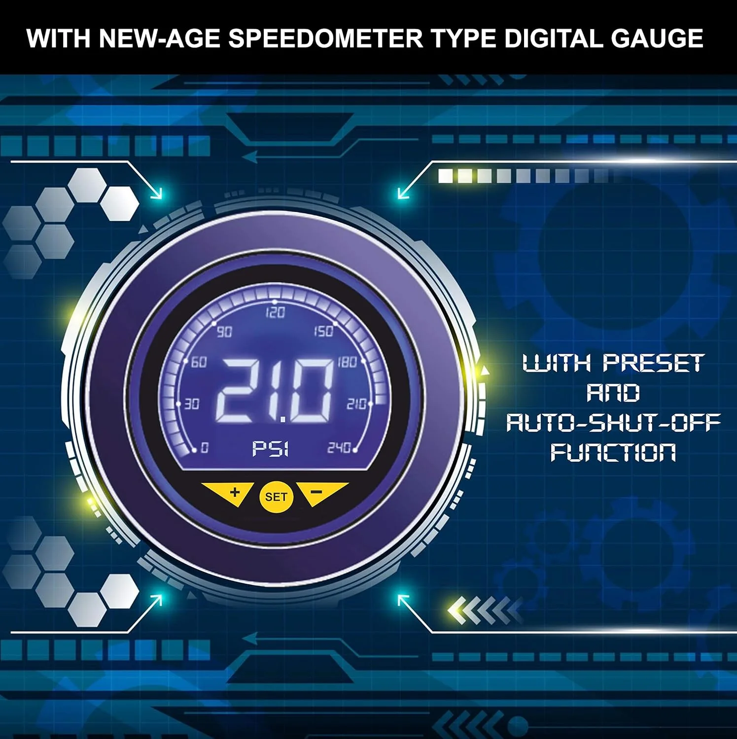 In-Depth Review: best car tyre inflator - Bergmann Typhoon Digital Heavy-Duty Metal Tyre Inflator with Auto Cut-Off & LED Light (BCT-150D), 35 Liters_ 6 Bergmann Typhoon Digital Hea - view 5
