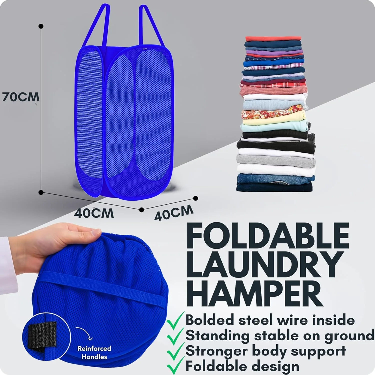 In-Depth Review: best laundry basket - F8WARES 2PK 75 Litres Nylon Mesh Foldable Laundry Basket for Clothes - Odourless Breathable Laundry Bag for Clo 3 F8WARES 2PK 75 Litres Nylon - view 2