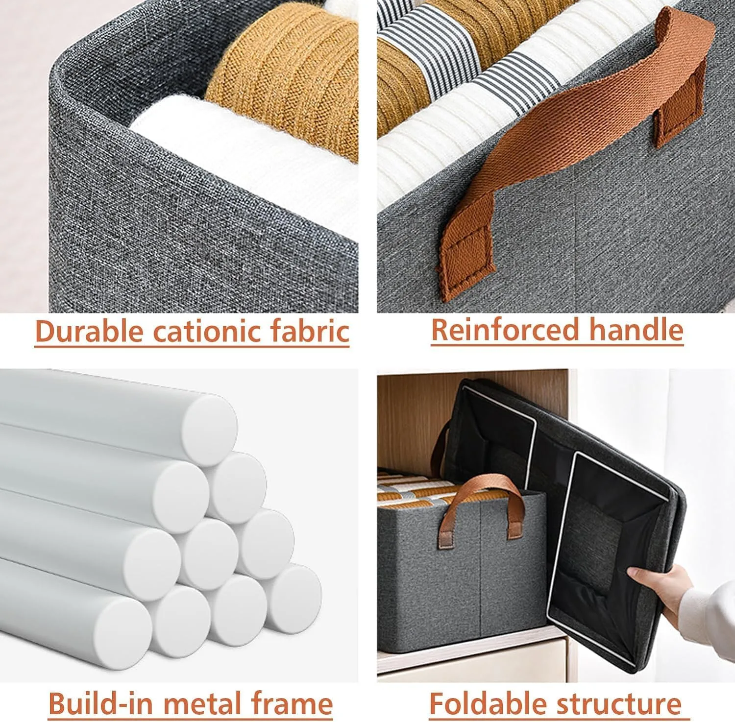 In-Depth Review: best storage boxes home - DAREV 4 Pcs Wardrobe Organizer for Clothes with Metal Frame Rectangle Storage Baskets for Clothing Fabric S 7 DAREV 4 Pcs Wardrobe Orga - view 6
