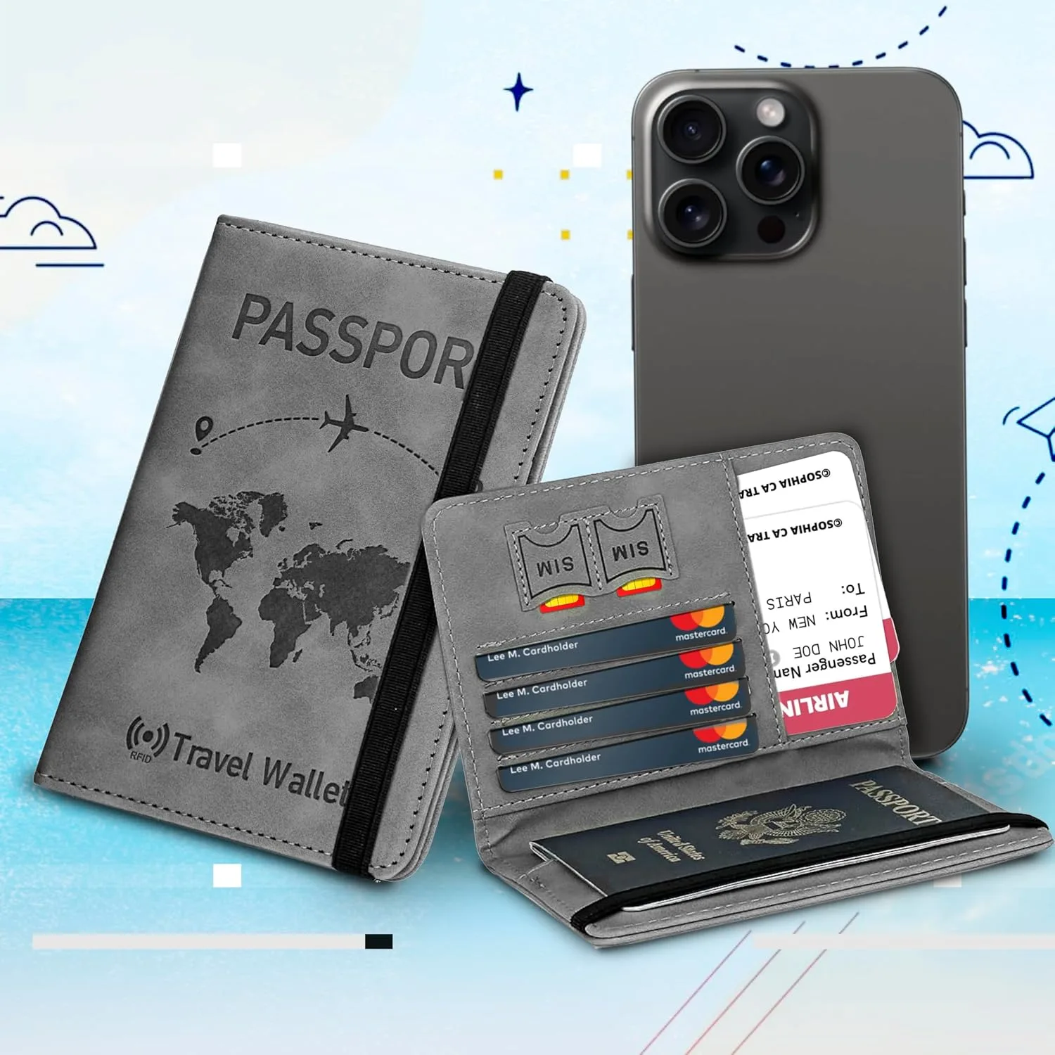 In-Depth Review: best travel passport cover - DAHSHA Grey RFID Blocking PU Leather Travel Passport Holder Cover Travel Wallet Organiser Passport Case 10 DAHSHA Grey RFID Blocking - view 9