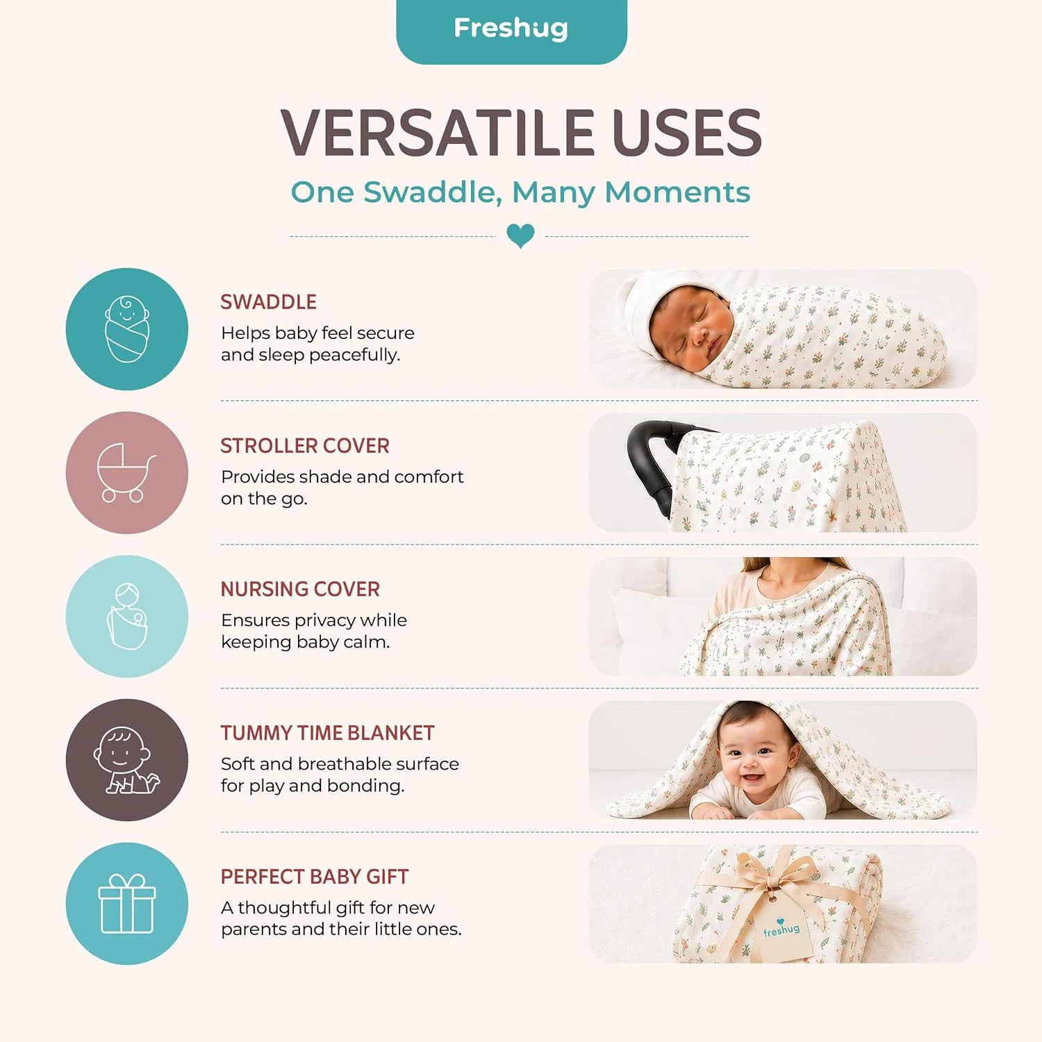 In-Depth Review: best baby swaddle blanket - 100% Cotton Muslin Swaddle Wrap for Newborn Baby | Soft, Breathable Printed Mulmul Baby Swaddling Blanket 8 100% Cotton Muslin Swadd - view 7