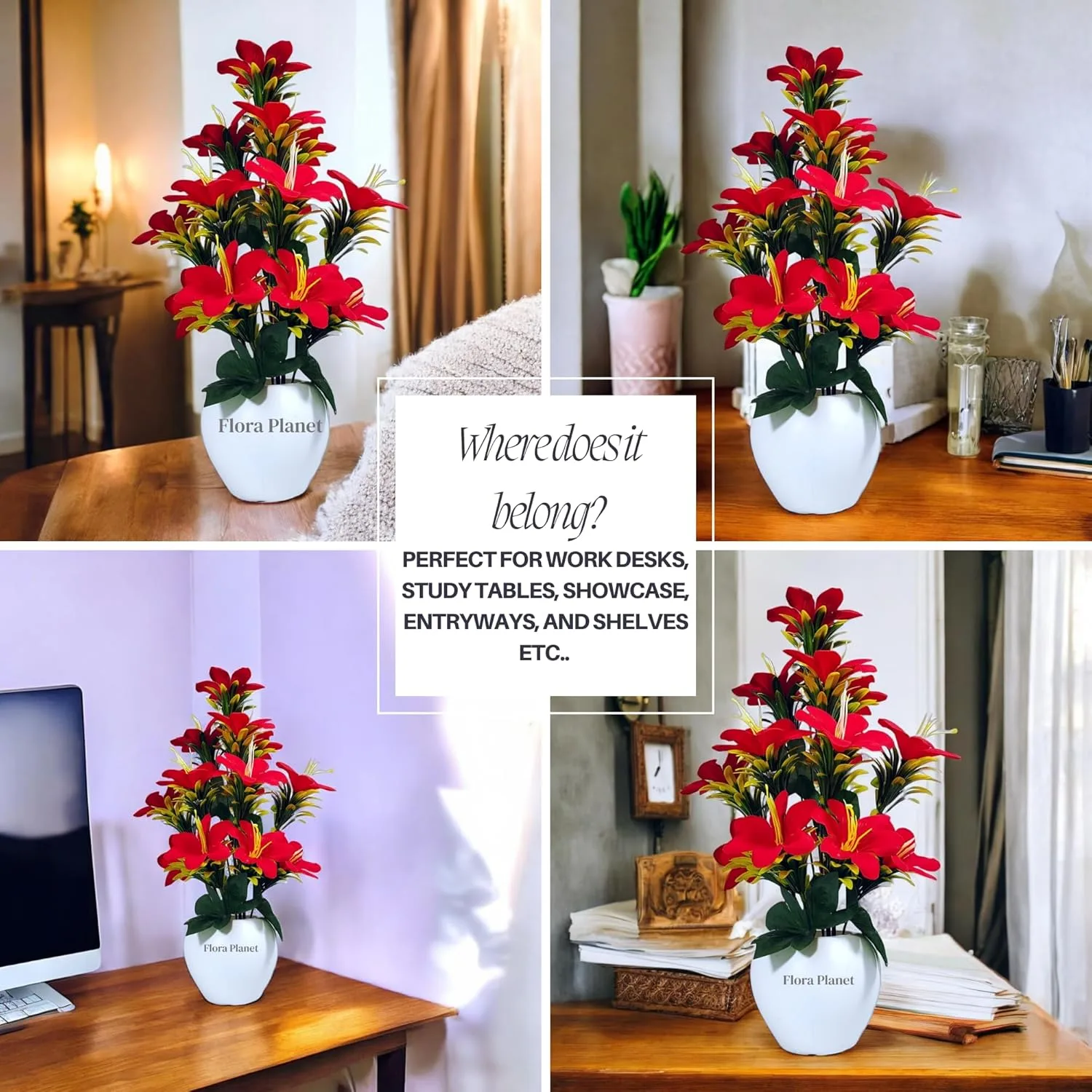 In-Depth Review: best artificial flowers vase - Flora Planet Artificial Plants for Home Decor & Office Decoration 1 Big Size Artificial Flowers Pot wi 5 Flora Planet Artificial P - view 4