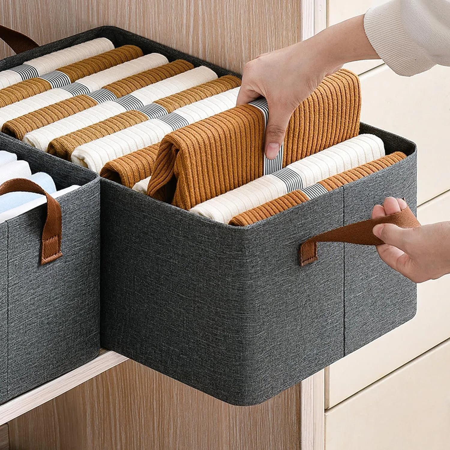 In-Depth Review: best storage boxes home - DAREV 4 Pcs Wardrobe Organizer for Clothes with Metal Frame Rectangle Storage Baskets for Clothing Fabric S 3 DAREV 4 Pcs Wardrobe Orga - view 2