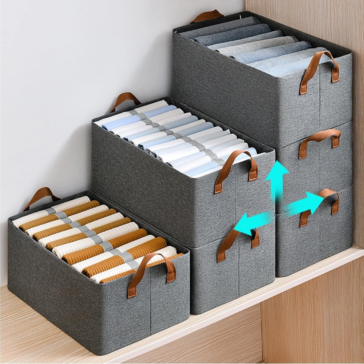 In-Depth Review: best storage boxes home - DAREV 4 Pcs Wardrobe Organizer for Clothes with Metal Frame Rectangle Storage Baskets for Clothing Fabric S 10 DAREV 4 Pcs Wardrobe Orga - view 9