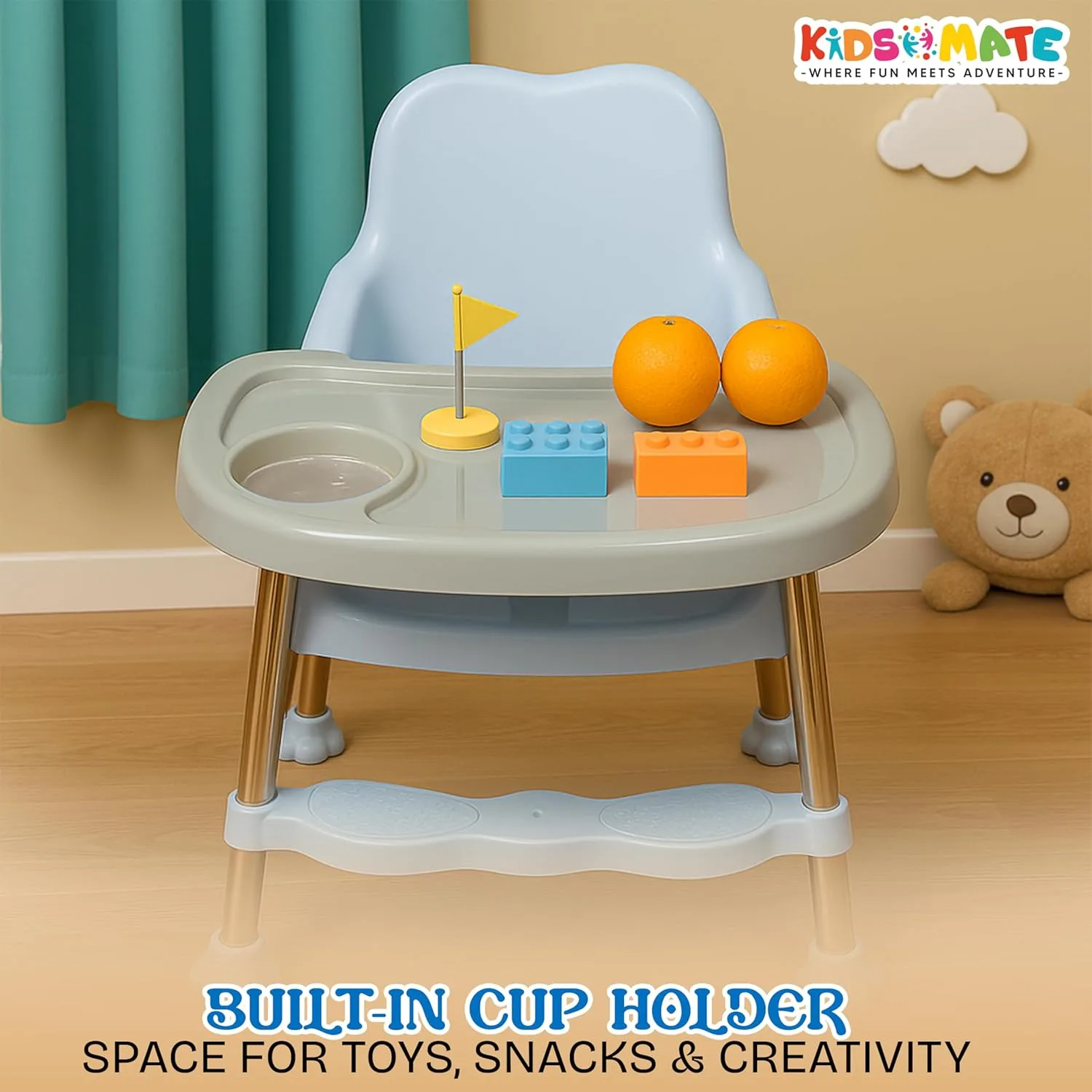 In-Depth Review: best baby feeding chair - Kidsmate 3-in-1 Baby High Chair | Adjustable Feeding & Activity Chair with Removable Tray | Footrest & 3 Kidsmate 3-in-1 Baby High Ch - view 2