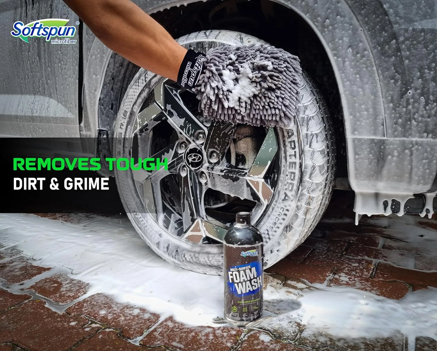 In-Depth Review: best bike wash shampoo - SOFTSPUN Microfiber 1Ltr Car & Bike pH Neutral Premium Liquid Shampoo+1700gsm 1pc Double Side Glove Gre 5 best bike wash shampoo view 3